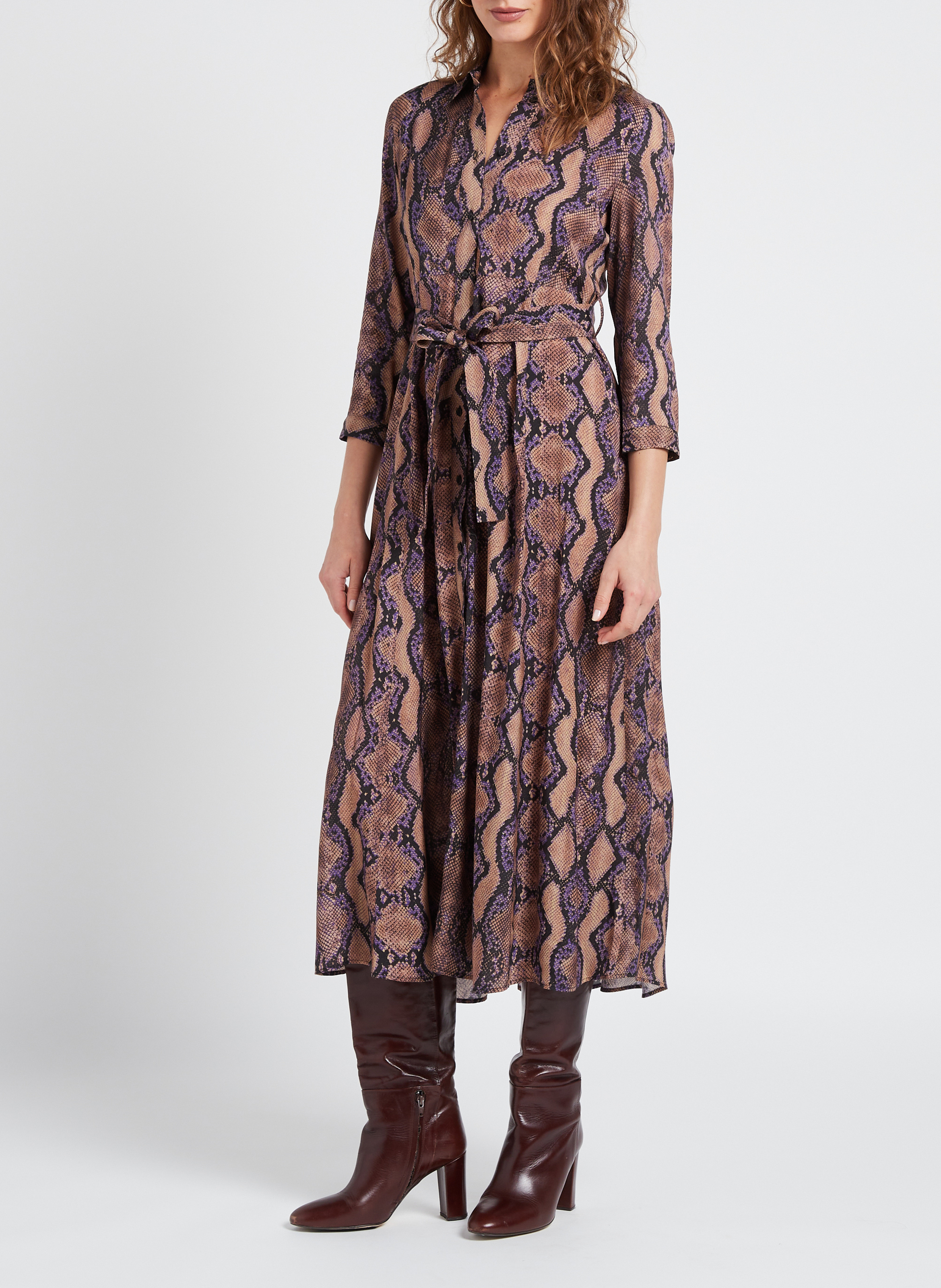 Gerade geschnittenes Hemdblusenkleid mit Print PINKO Mehrfarbig