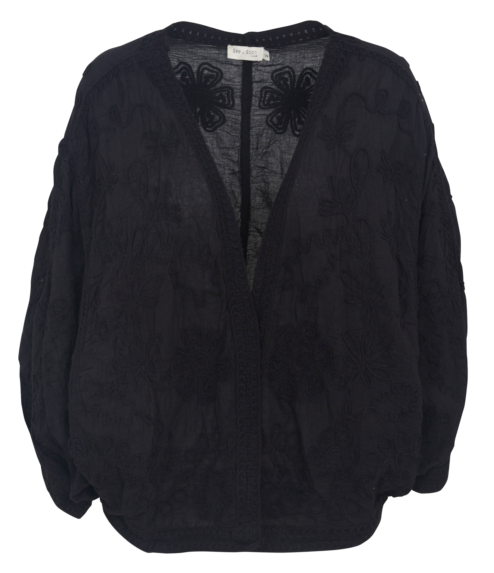 Vest met vleermuismouwen en borduursel SEE U SOON