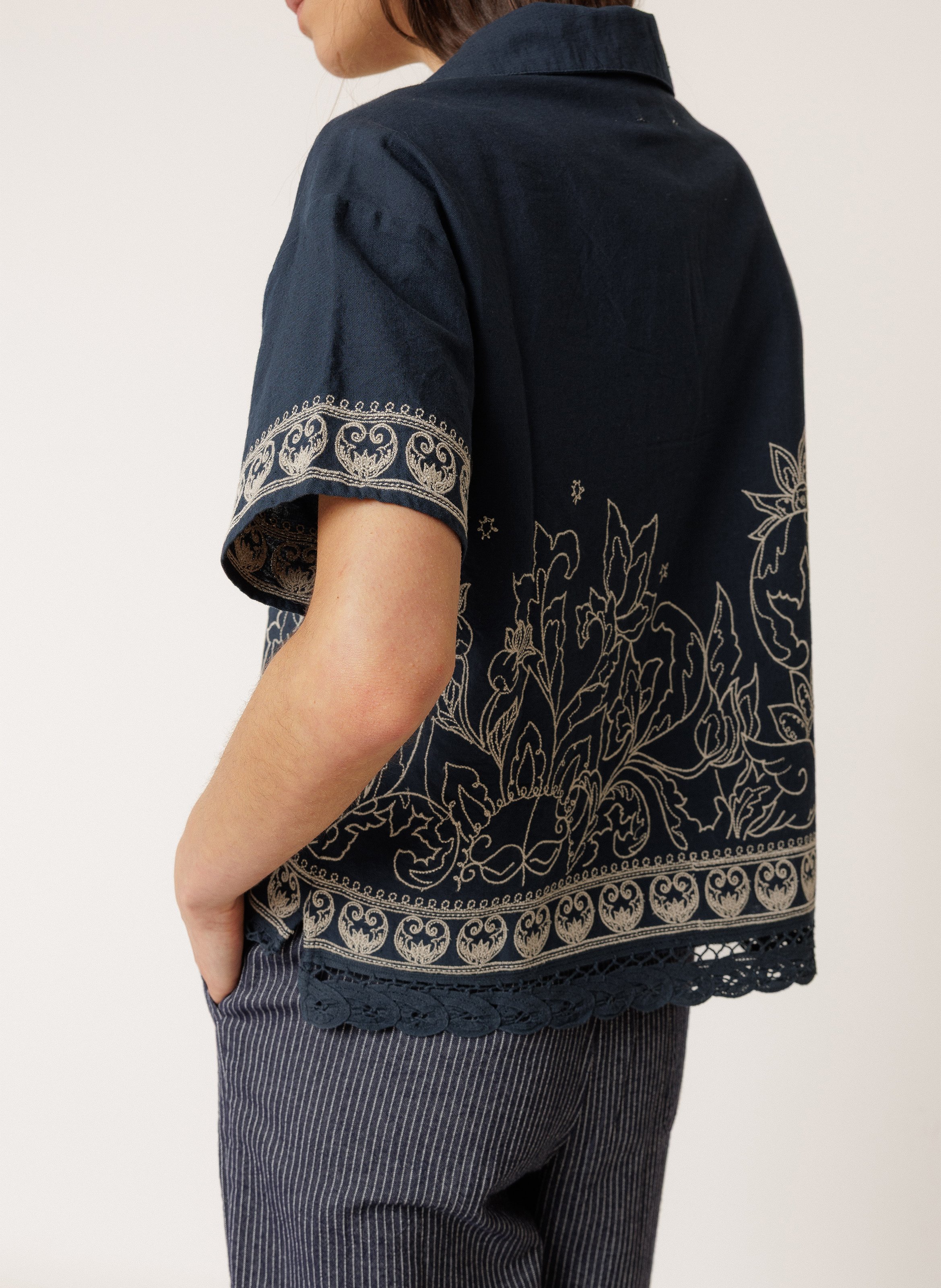 Hemd mit Reverskragen aus Baumwollmischung INDI & COLD Blau