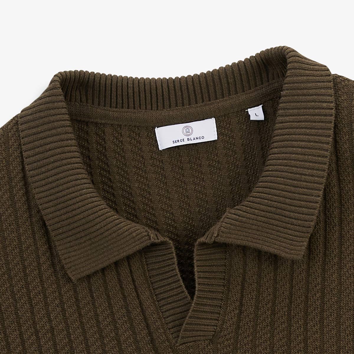 Polo collar sweater in cotton and linen. SERGE BLANCO Green