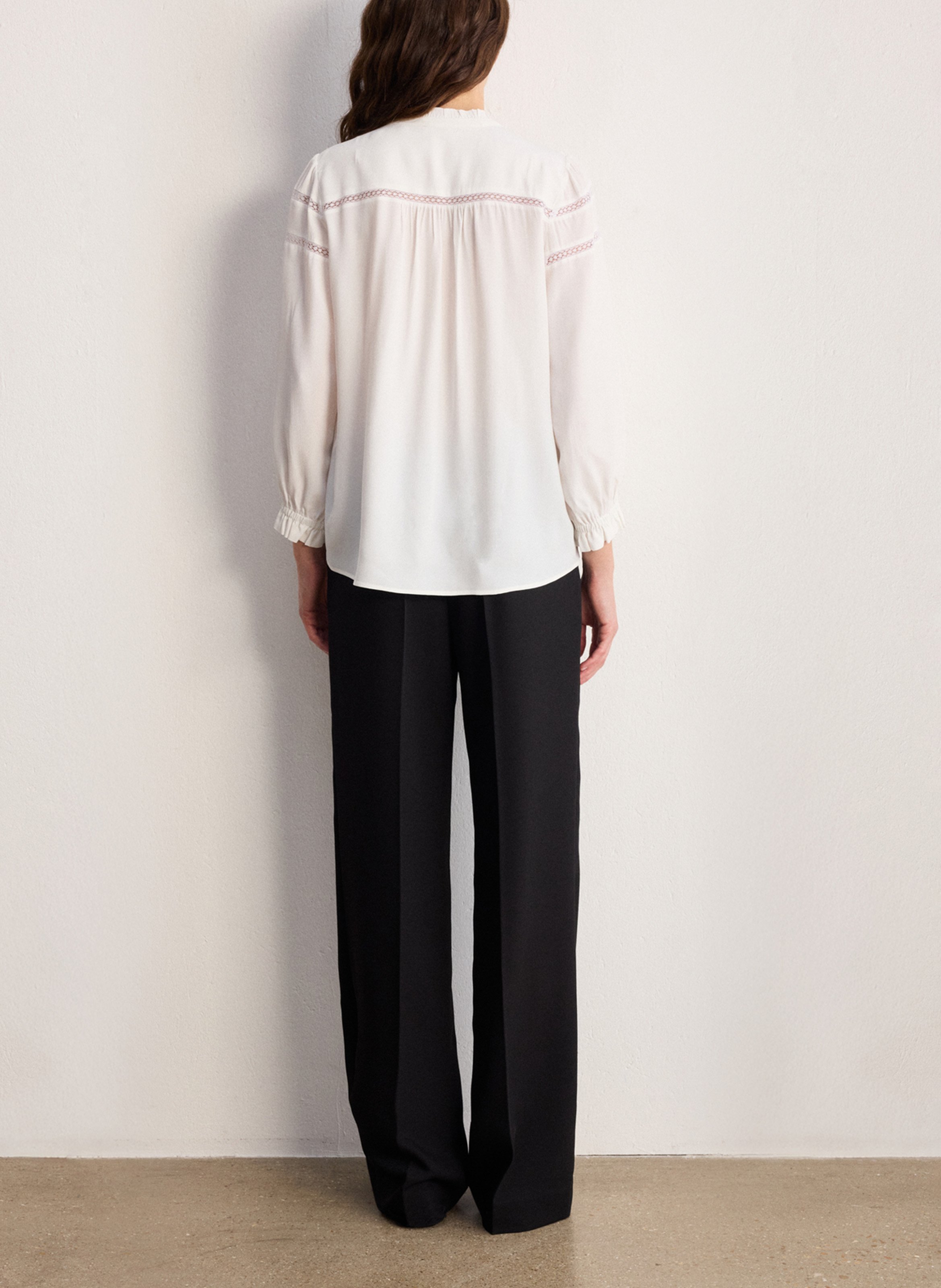 Chemise droite col V PABLO Beige