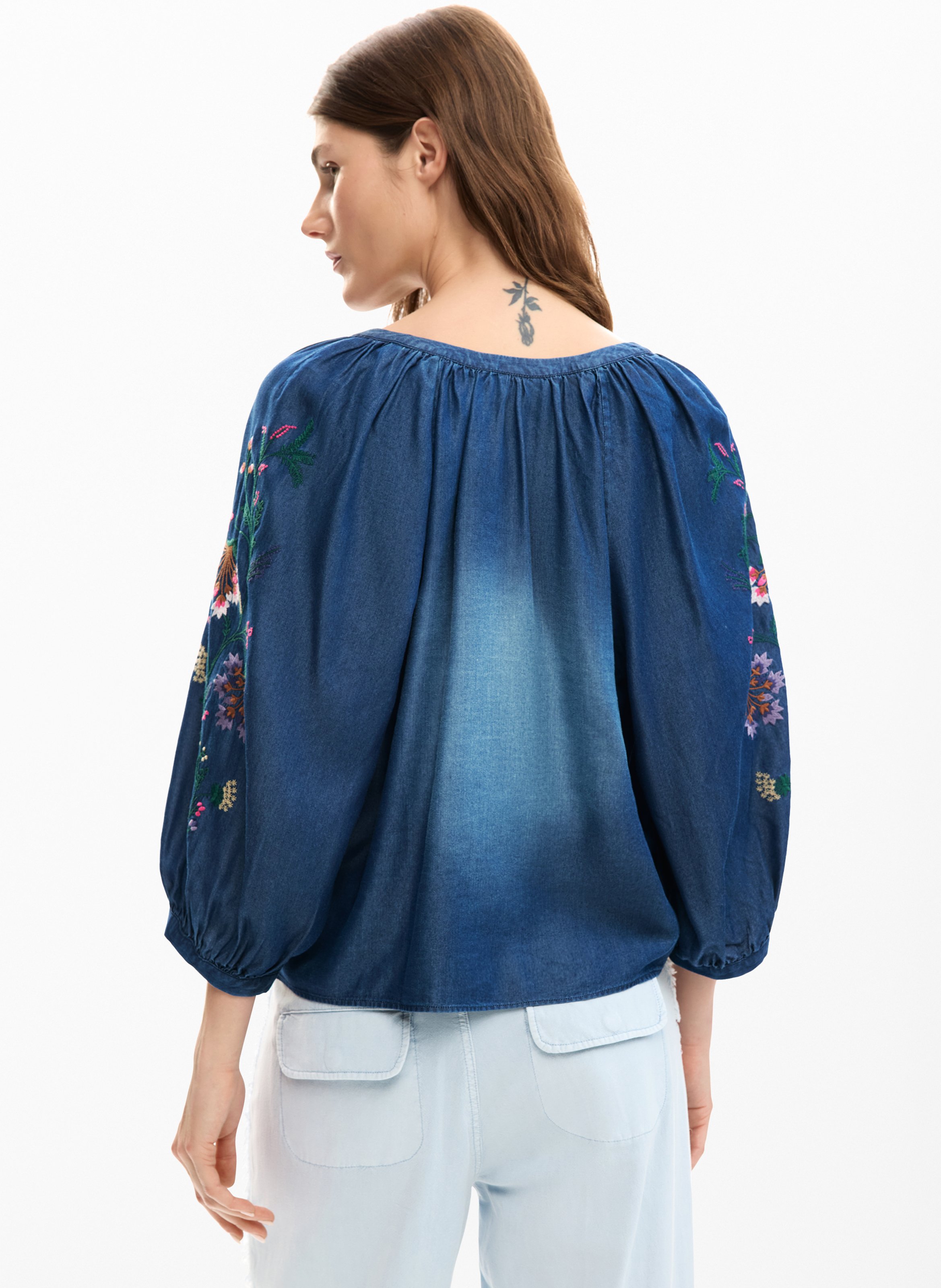 Bluse aus Denim DESIGUAL Blau
