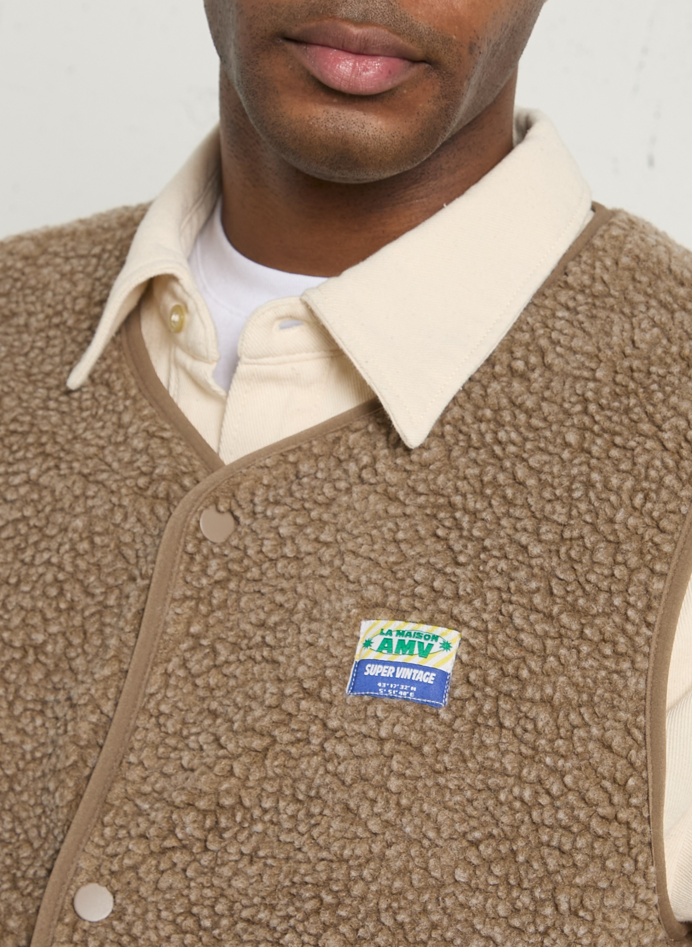 Round-neck sherpa jacket AMERICAN VINTAGE Brown