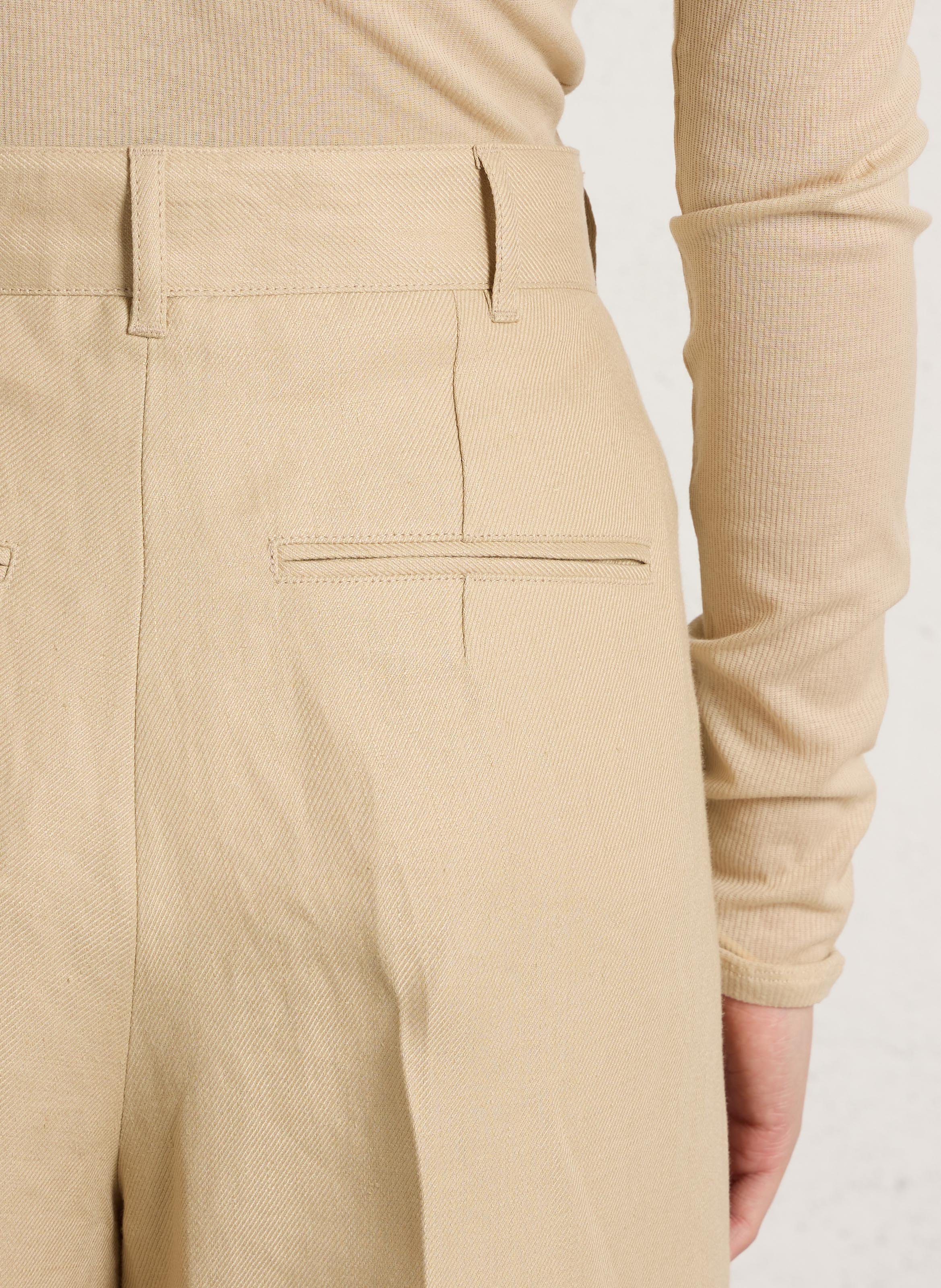 Pantalon large en lin SOEUR Beige