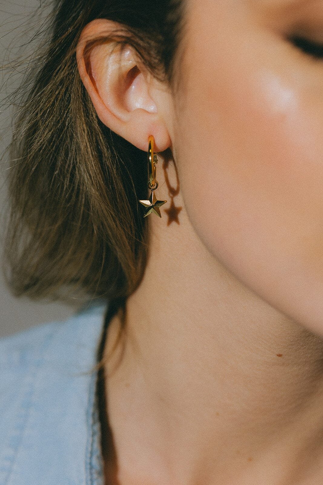 Mini gold-plated star hoop earrings MONSIEUR SIMONE Golden