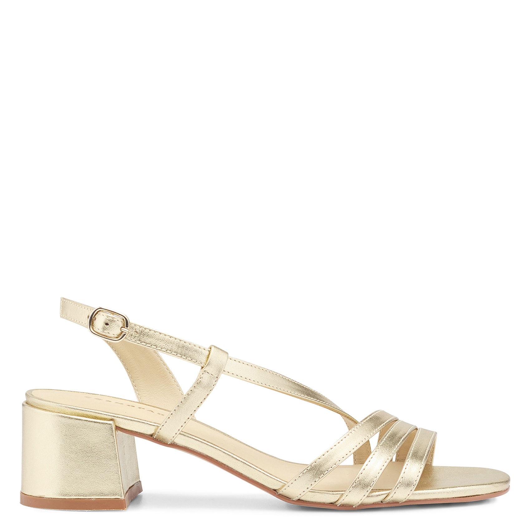 Heeled glossy leather sandals COSMOPARIS Golden