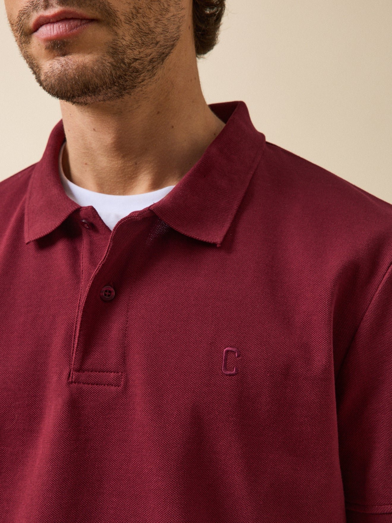 Plain organic cotton piqué polo CYRILLUS Red