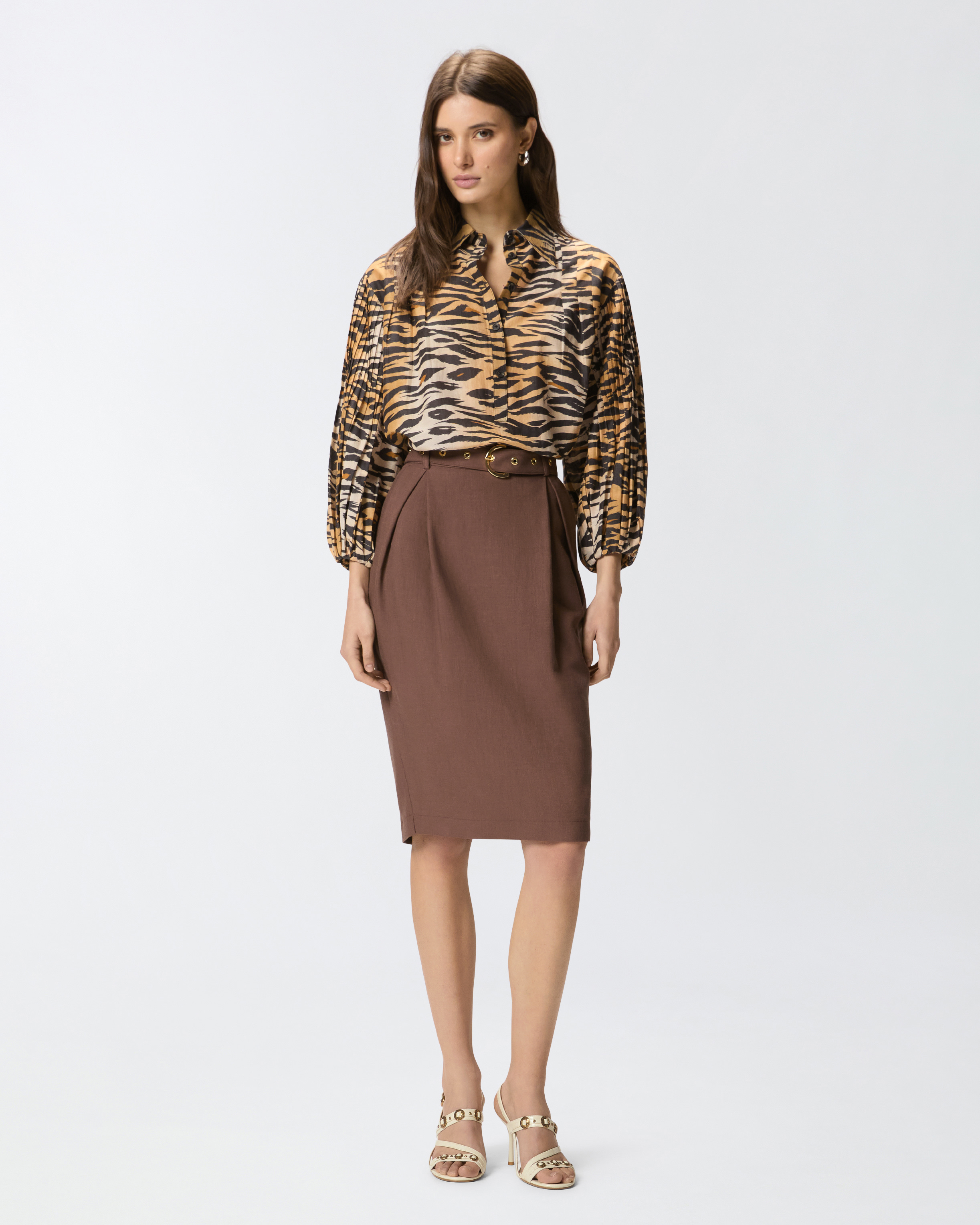 Blouse en soie et coton à imprimé animalier PINKO Multicolore