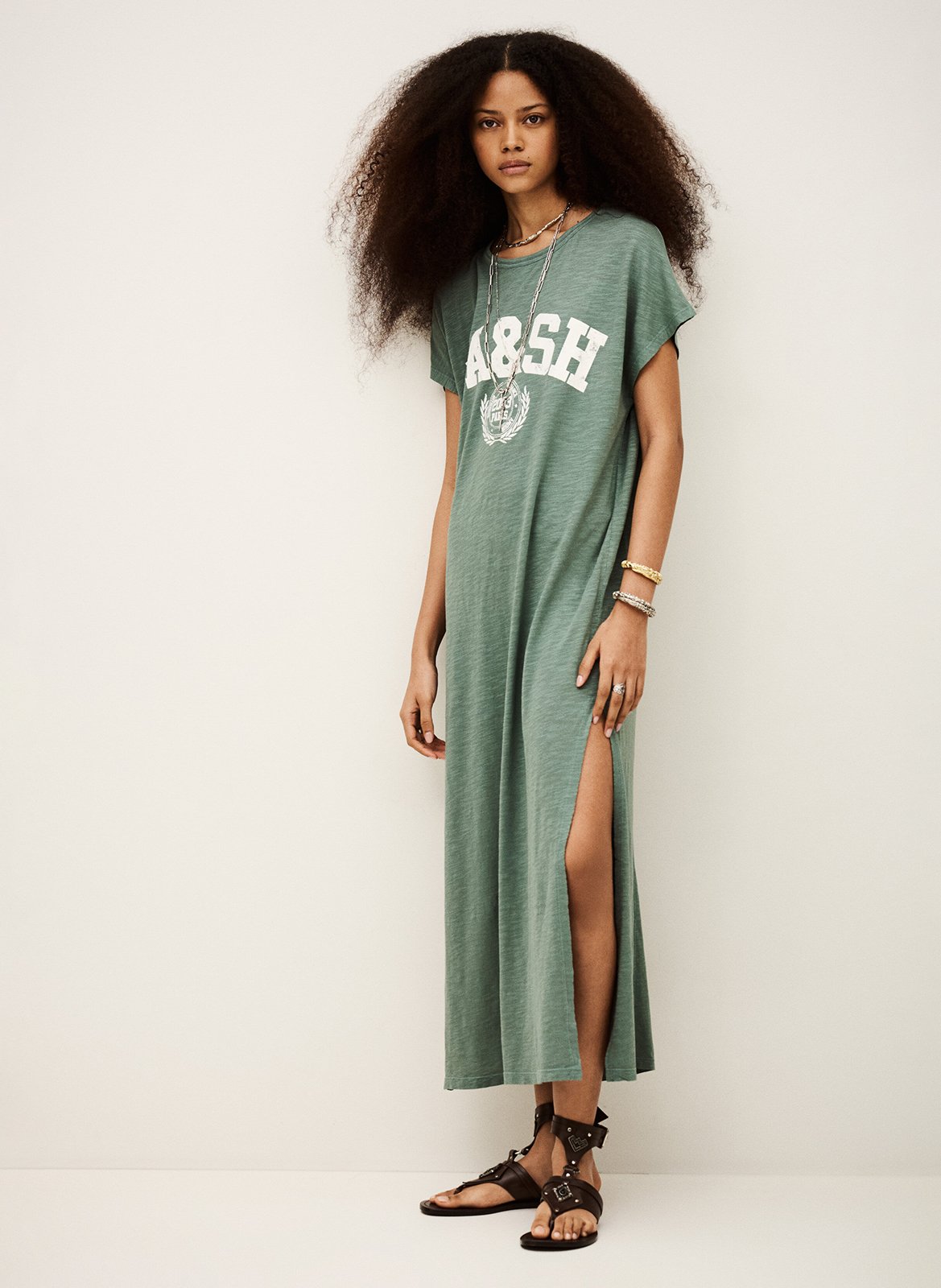 Halflange jurk met print en ronde hals BA&SH