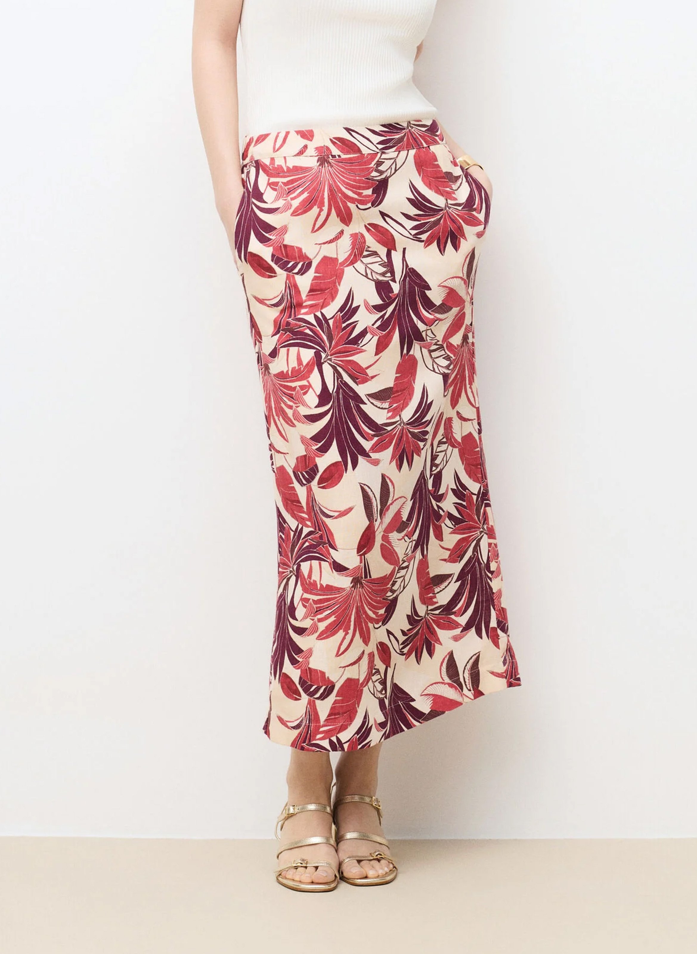 Jupe longue évasée CAROLL Beige