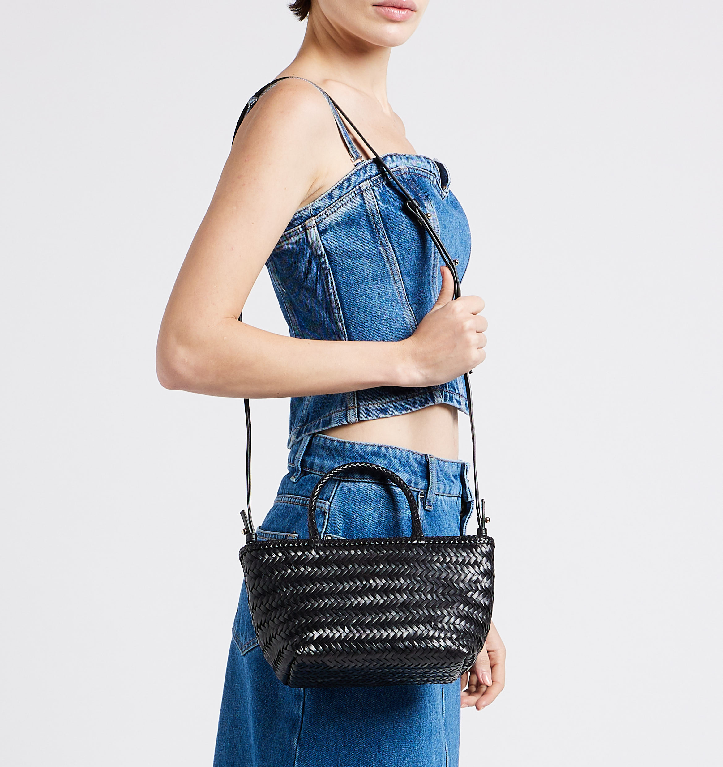 Woven leather basket bag SAISON 1865 Black