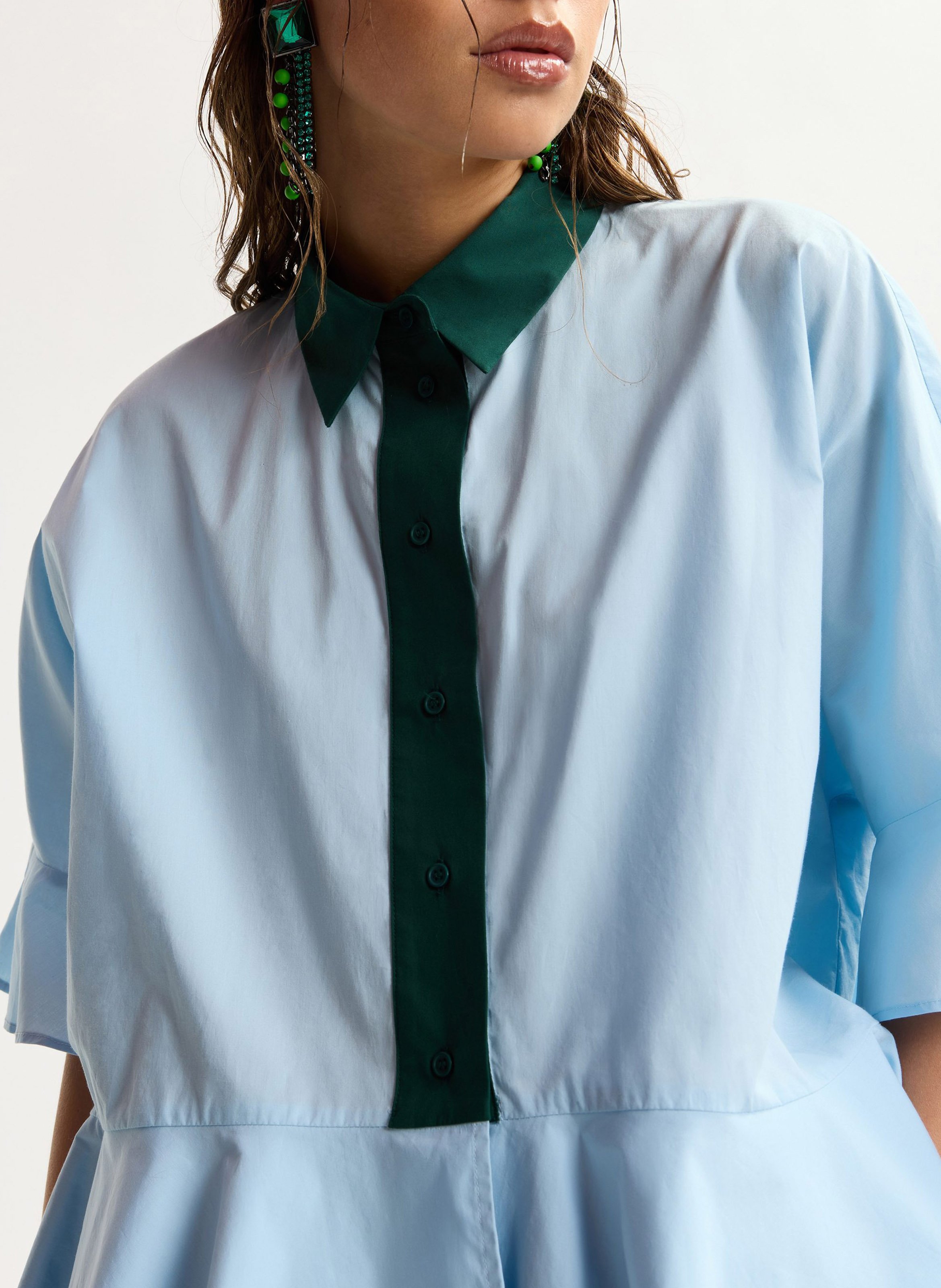 Oversize-Bluse aus Baumwolle mit klassischem Kragen ESSENTIEL ANTWERP Blau