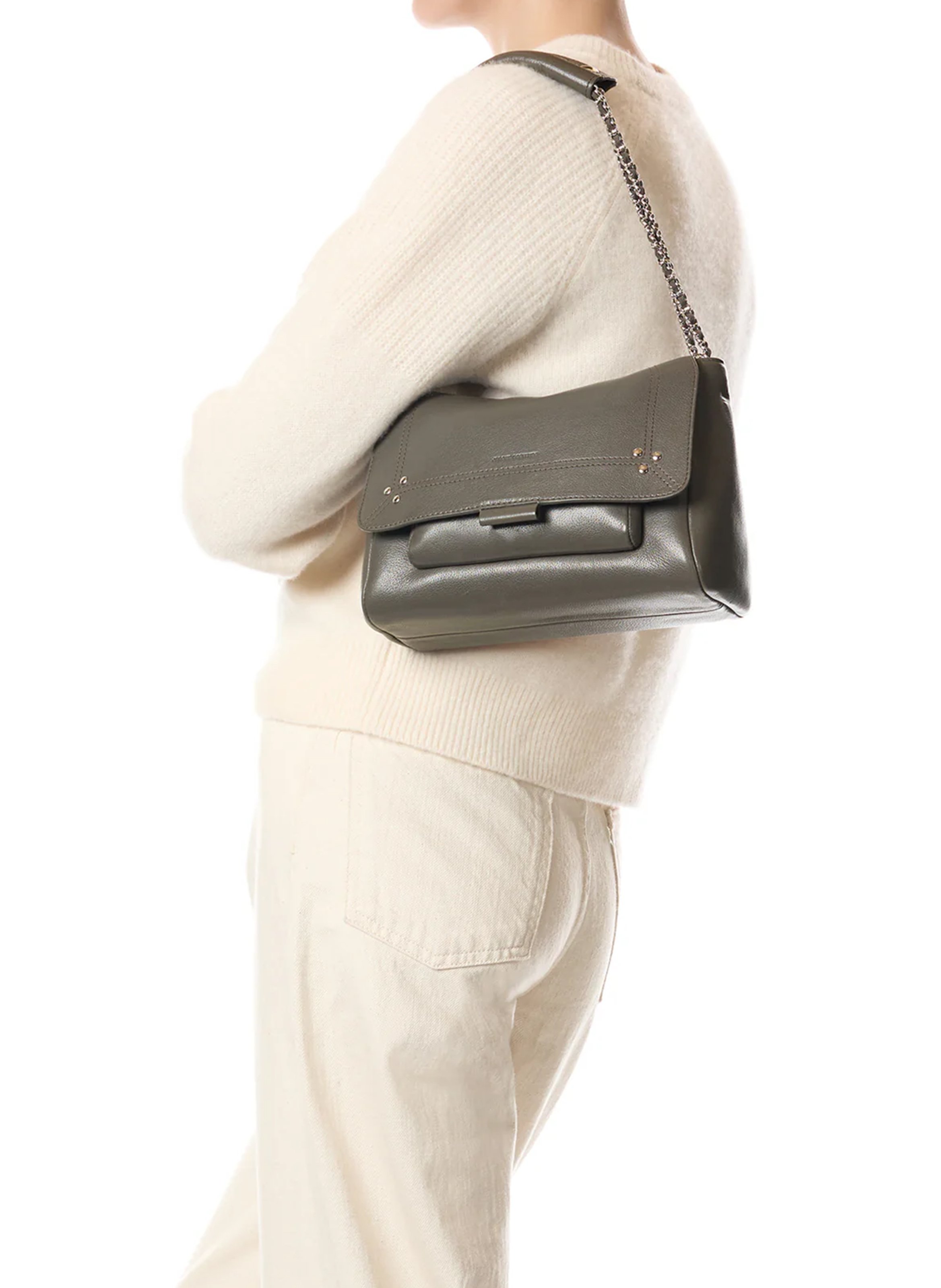 Dori leather shoulder bag JEROME DREYFUSS Grey