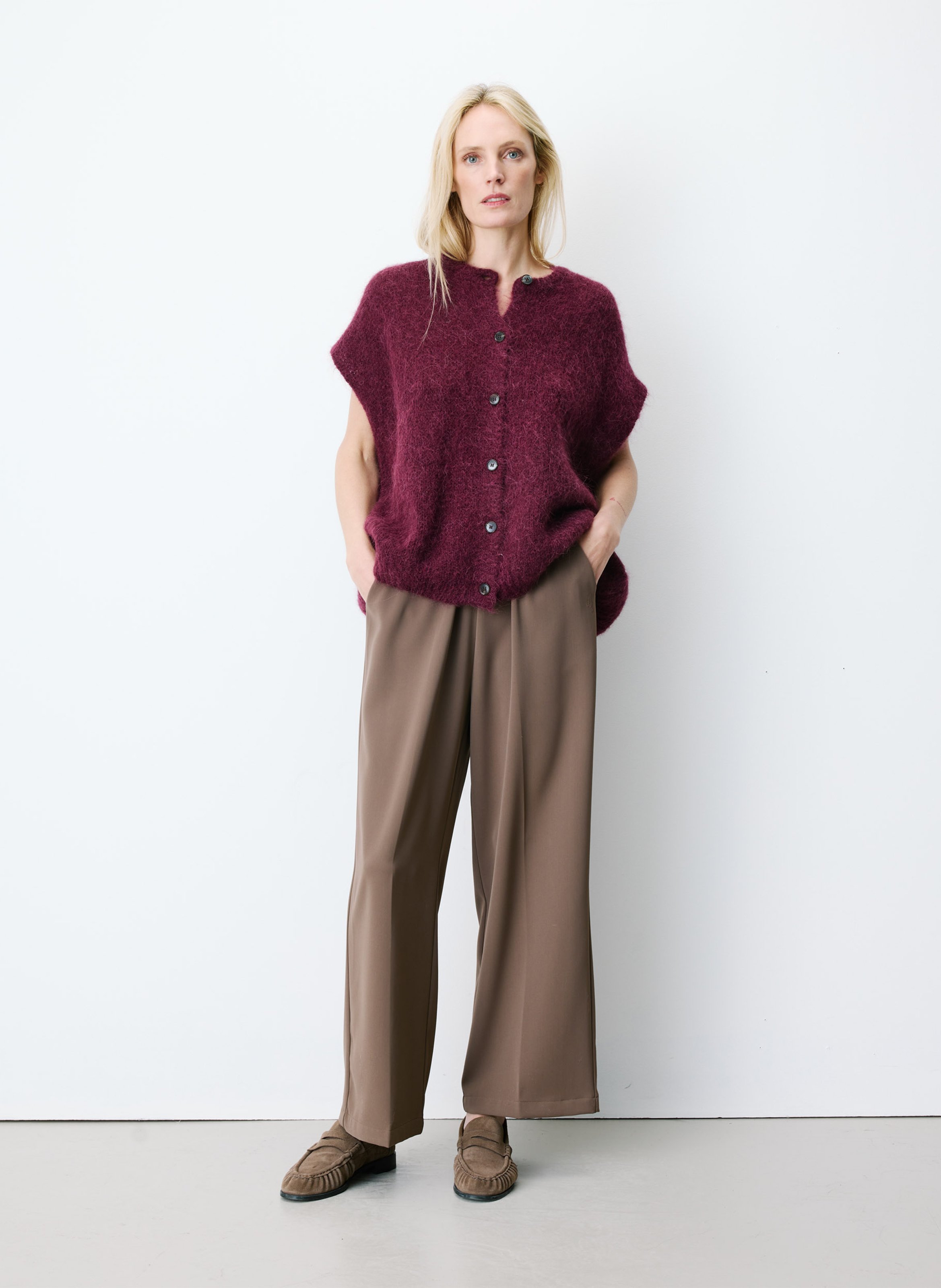 Vest van wol en kasjmier met ronde hals GRACE ET MILA Rood