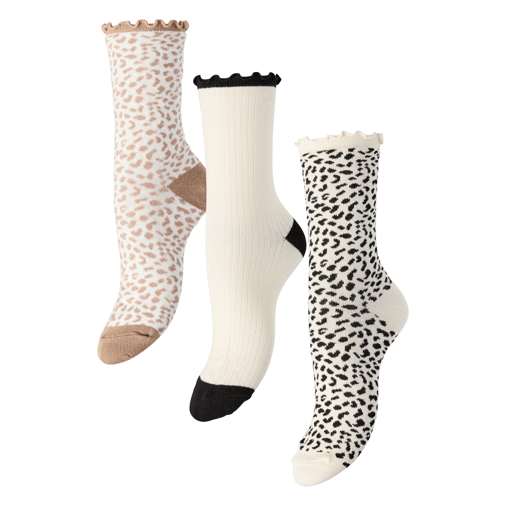 3 paar sokken - katoenblend PIECES Beige