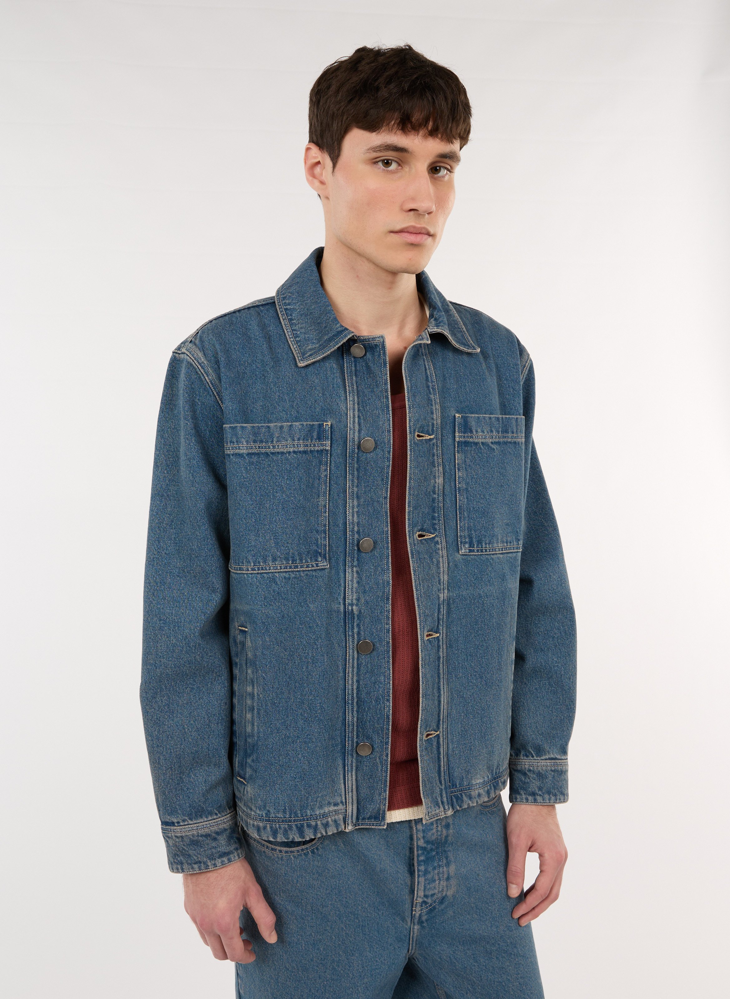 Oversize-Baumwolljacke mit klassischem Kragen SAISON 1865 Blau