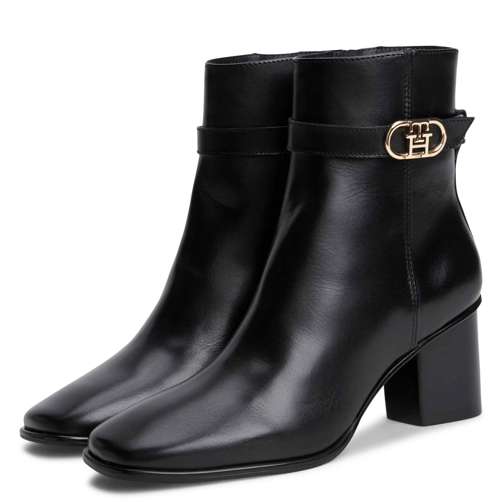 Leather mid-calf boots TOMMY HILFIGER Black