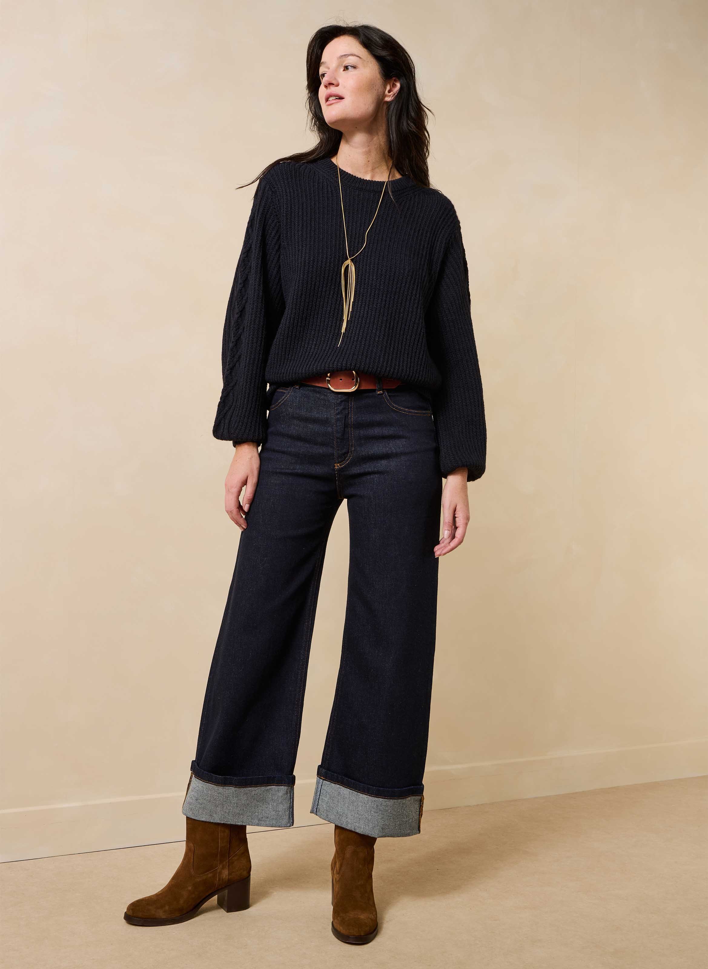 Round-neck wool-blend sweater LA FEE MARABOUTEE Blue