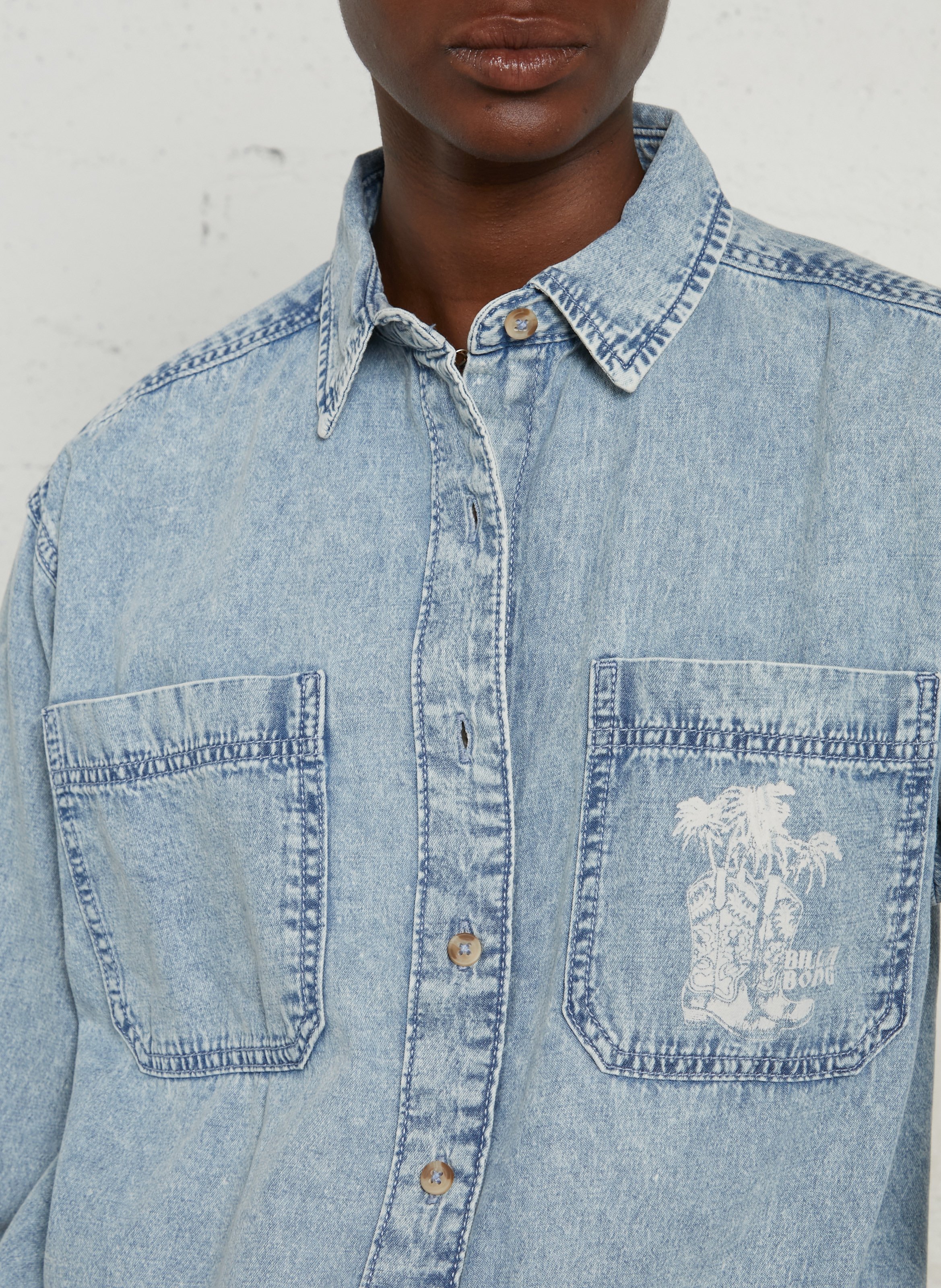 Oversized denim cotton shirt BILLABONG Blue