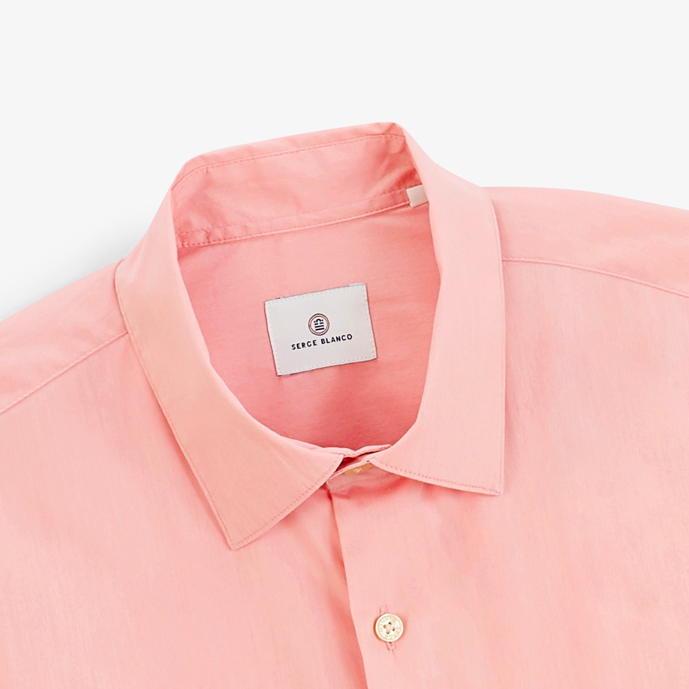 Solid pink stretch long-sleeve shirt SERGE BLANCO Pink
