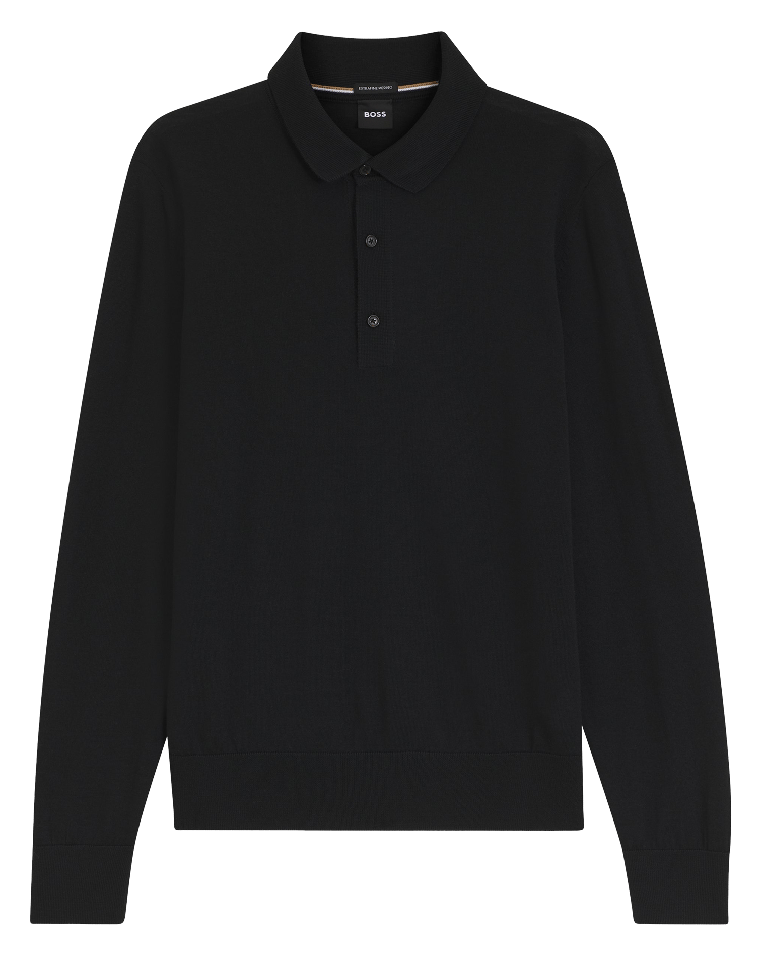 Polo manches longues uni en laine BOSS