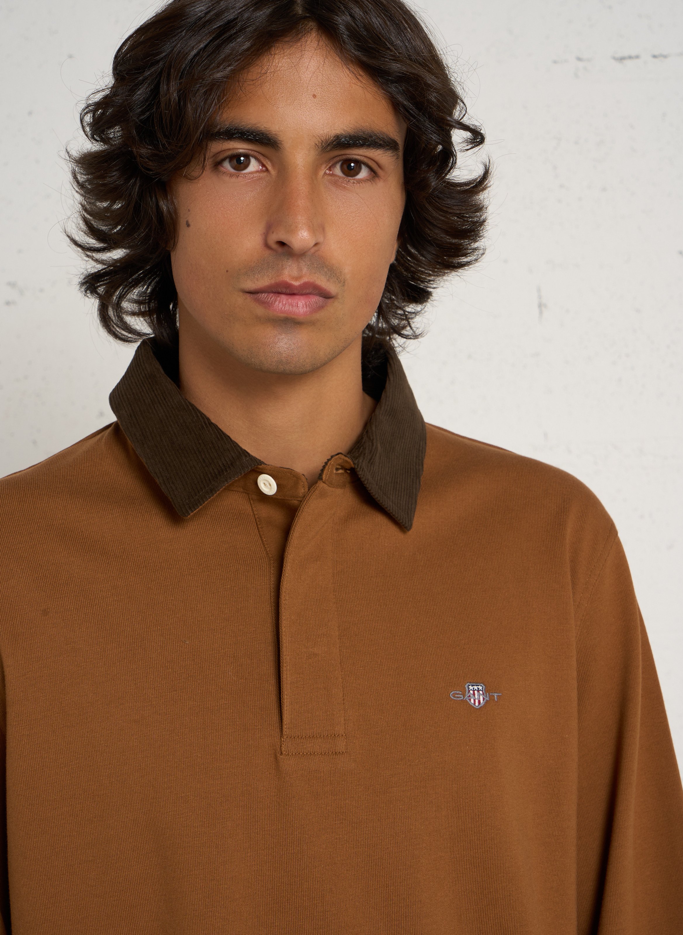 Polo manches longues en coton GANT Marron