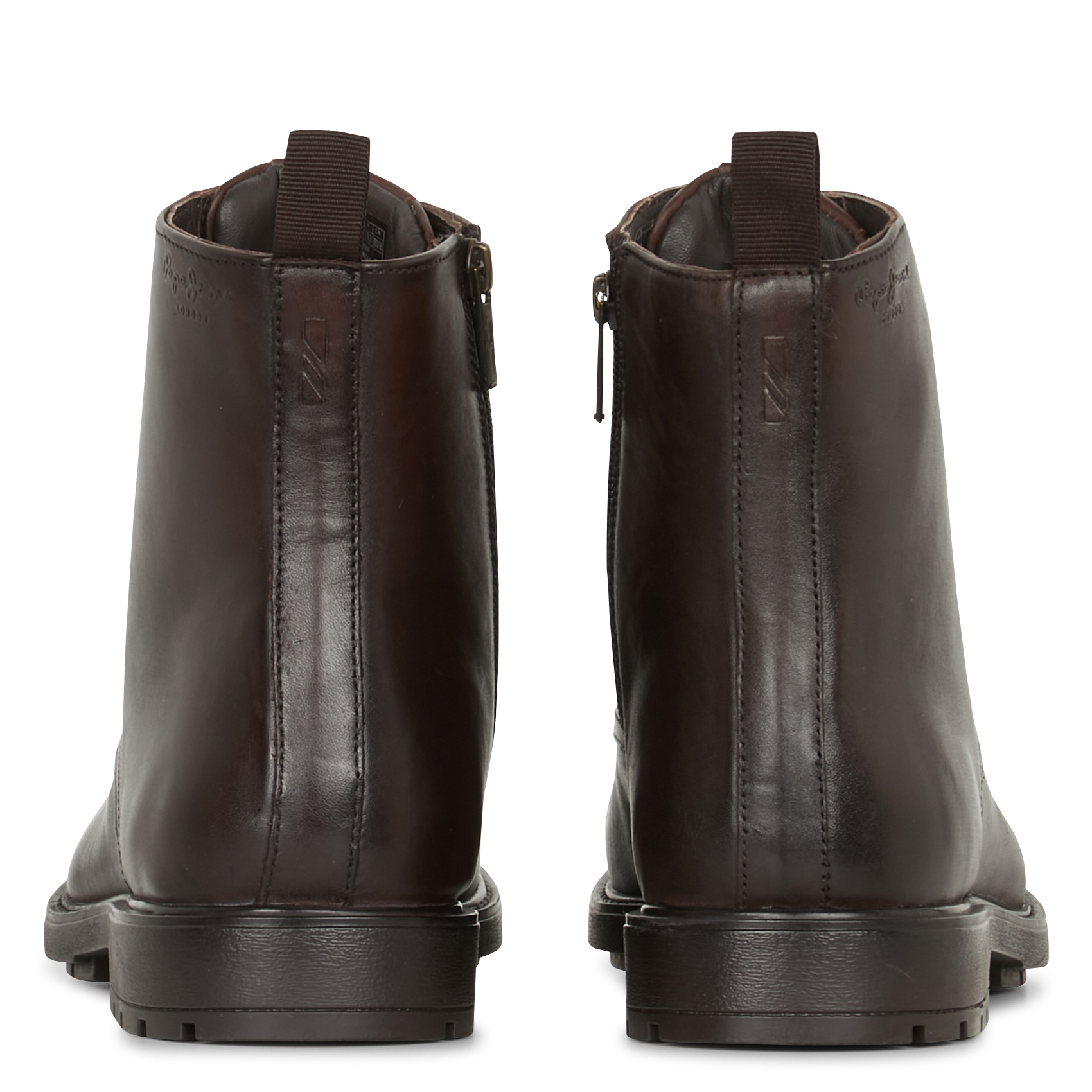 Leather ankle boots PEPE JEANS Brown