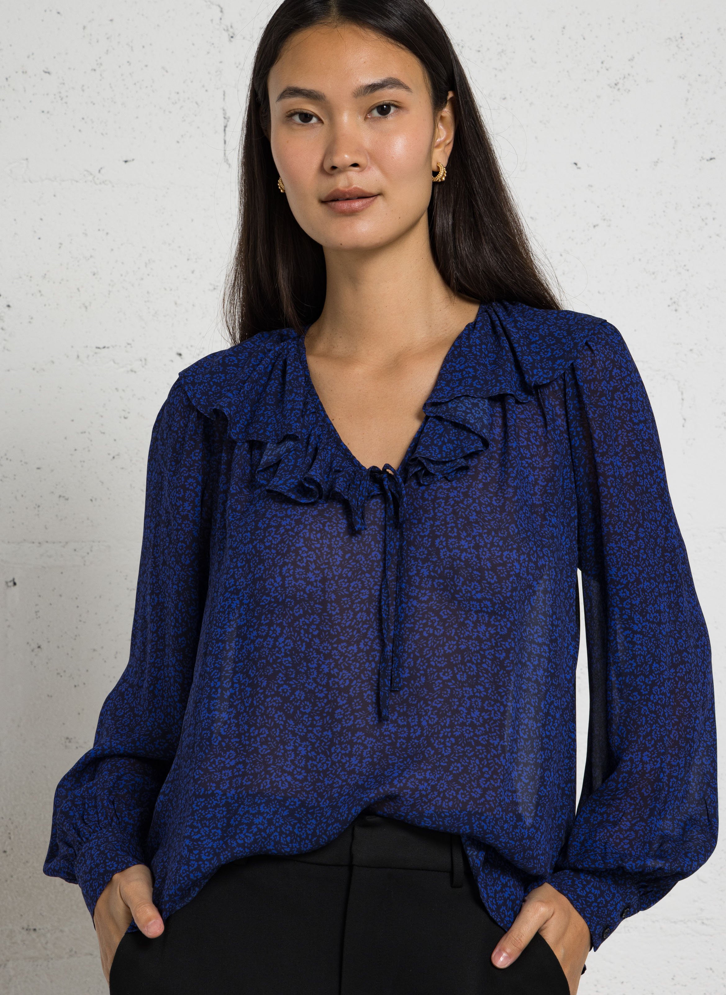 Langarm-Bluse mit Blumendruck SUD EXPRESS Blau