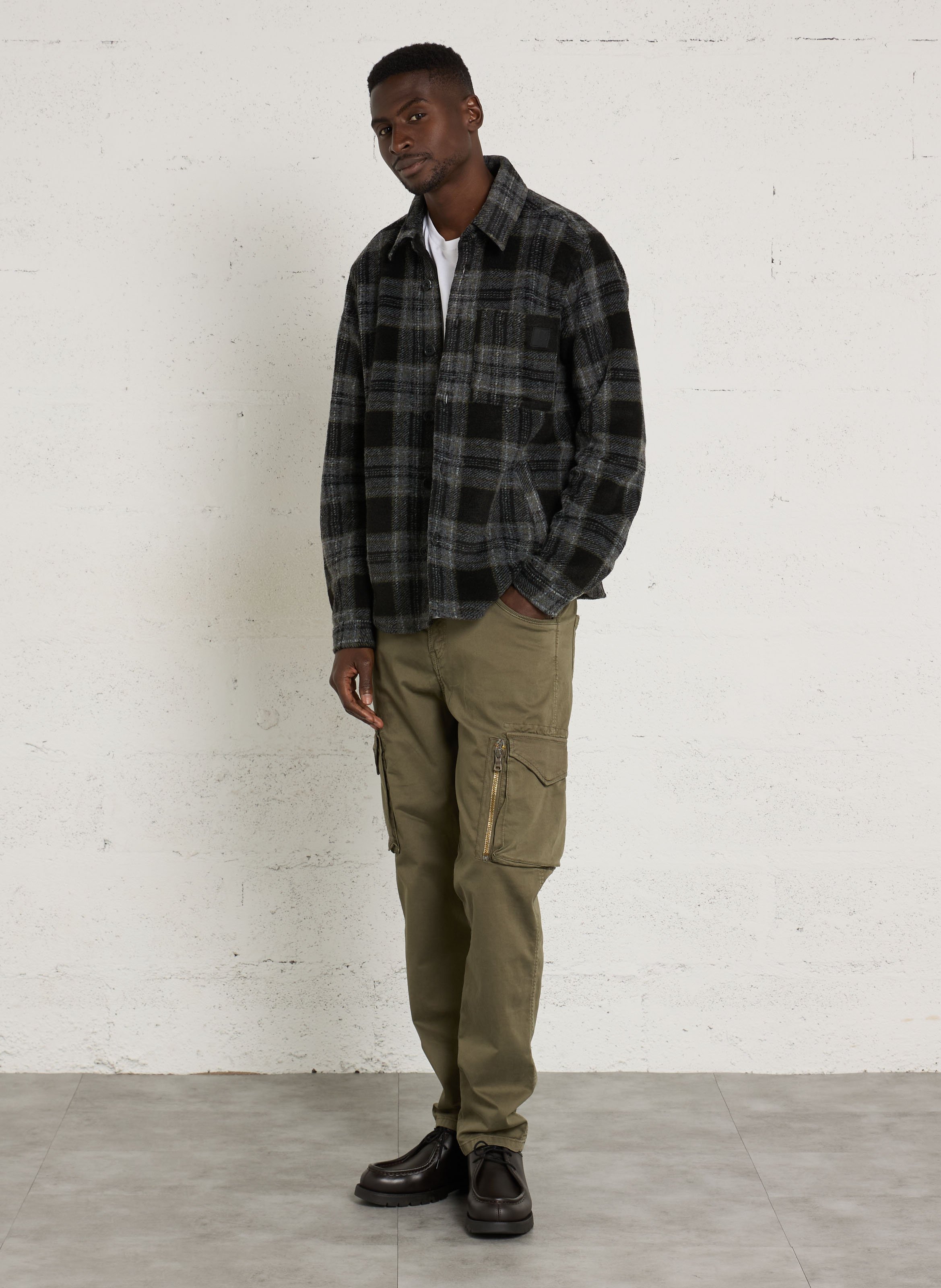 Checkered overshirt with classic collar LE TEMPS DES CERISES White