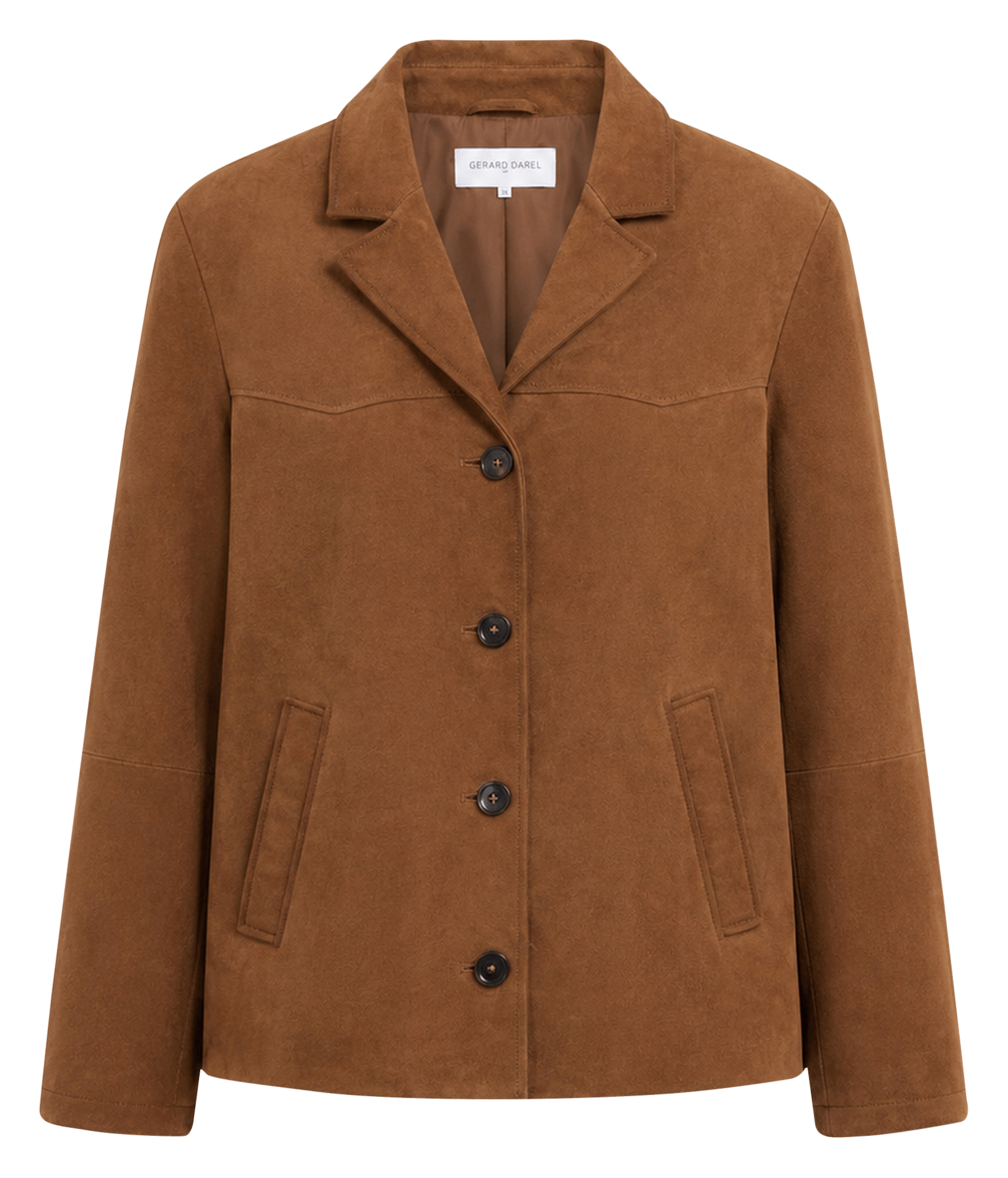 Veste col tailleur en cuir GERARD DAREL Bruin