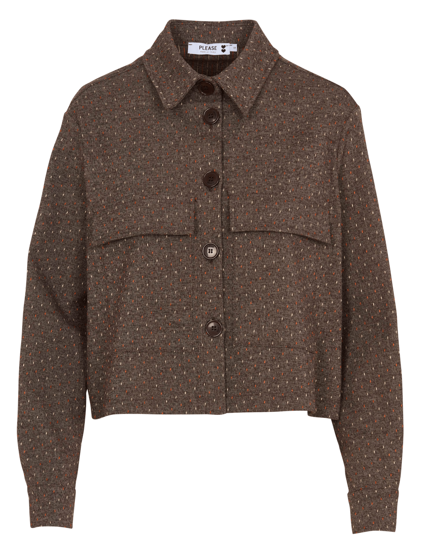 Chemise courte et droite à motif PLEASE Marron
