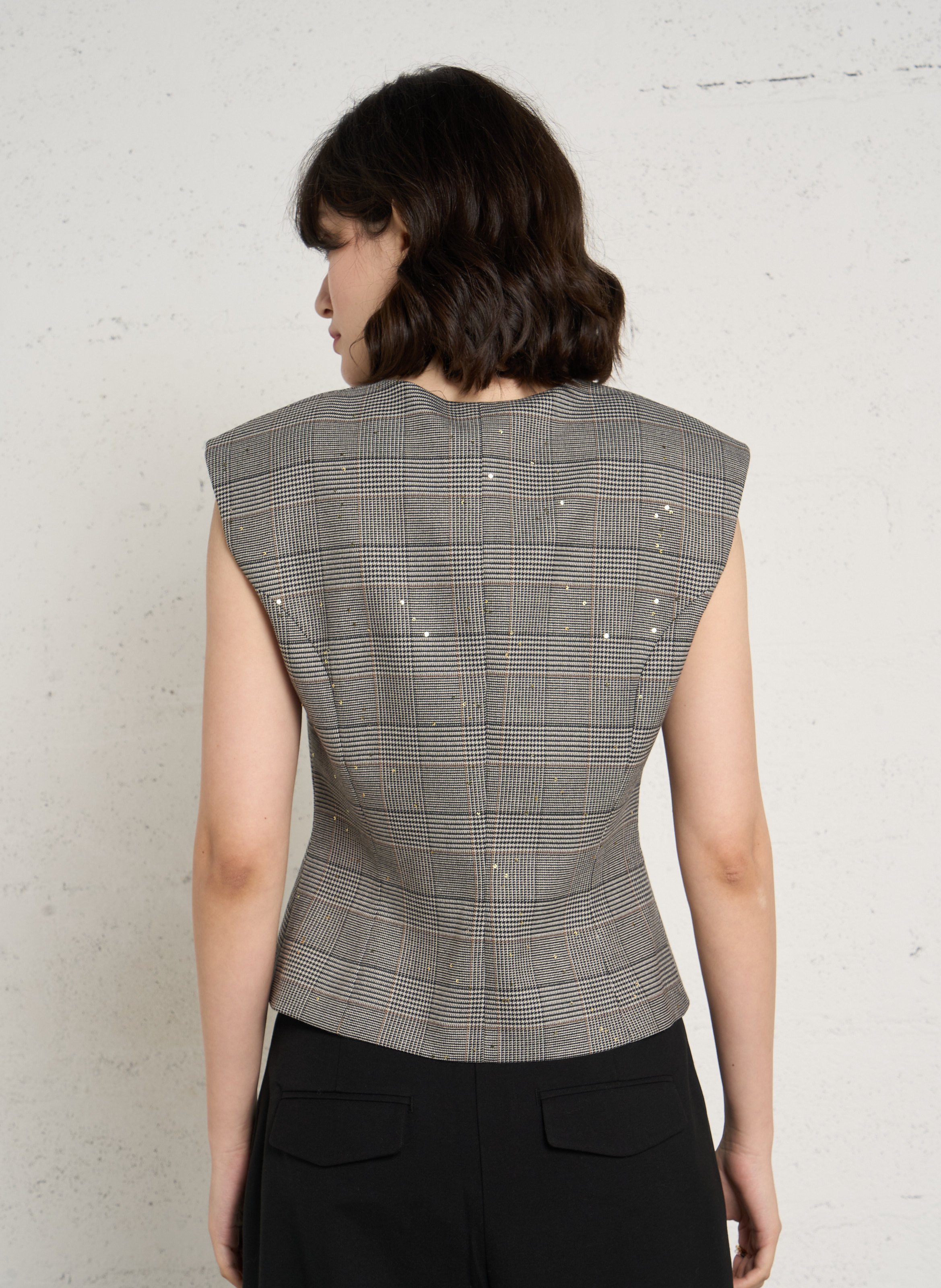 Getailleerd mouwloos gilet met pied-de-poule-motief IMPERIAL Grijs