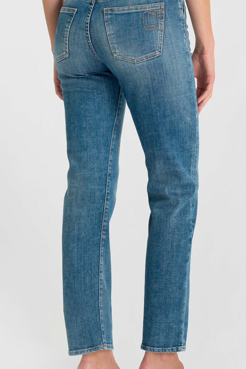 High-waisted straight-leg zip jeans LE TEMPS DES CERISES Blue