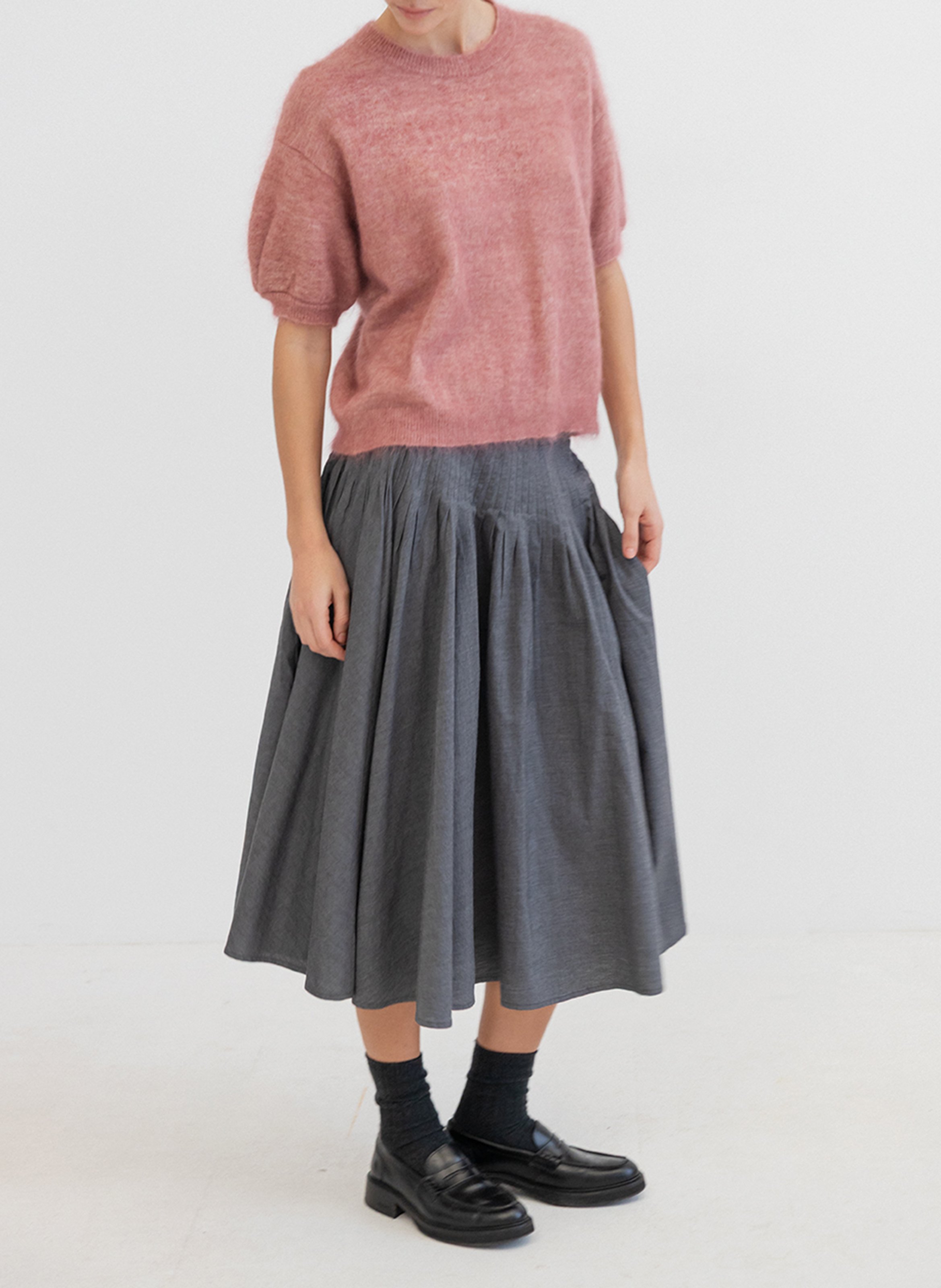 Short-sleeved wool blend sweater PROJECT-AJ117 Pink