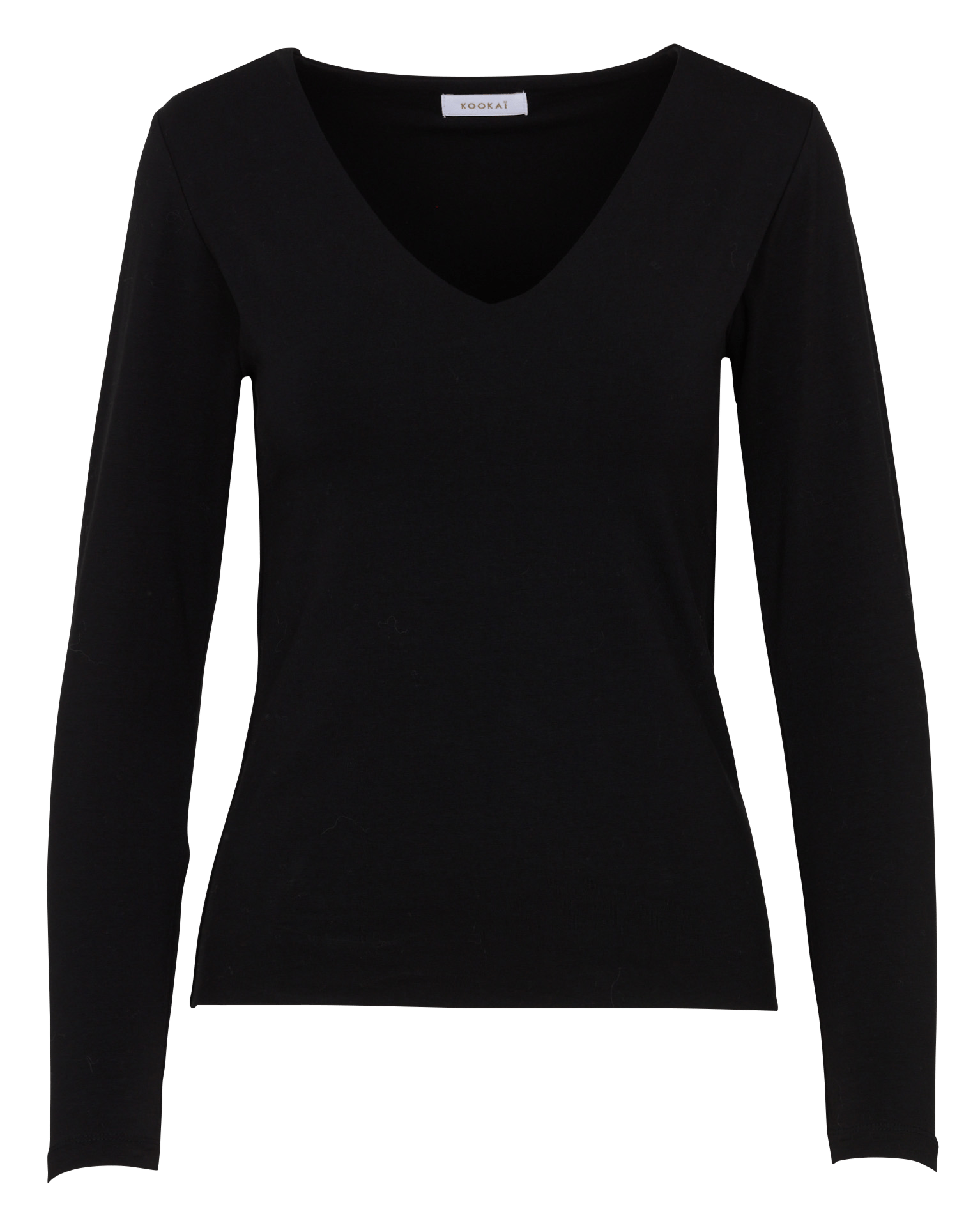 Plain V-neck T-shirt in cotton blend KOOKAI Black