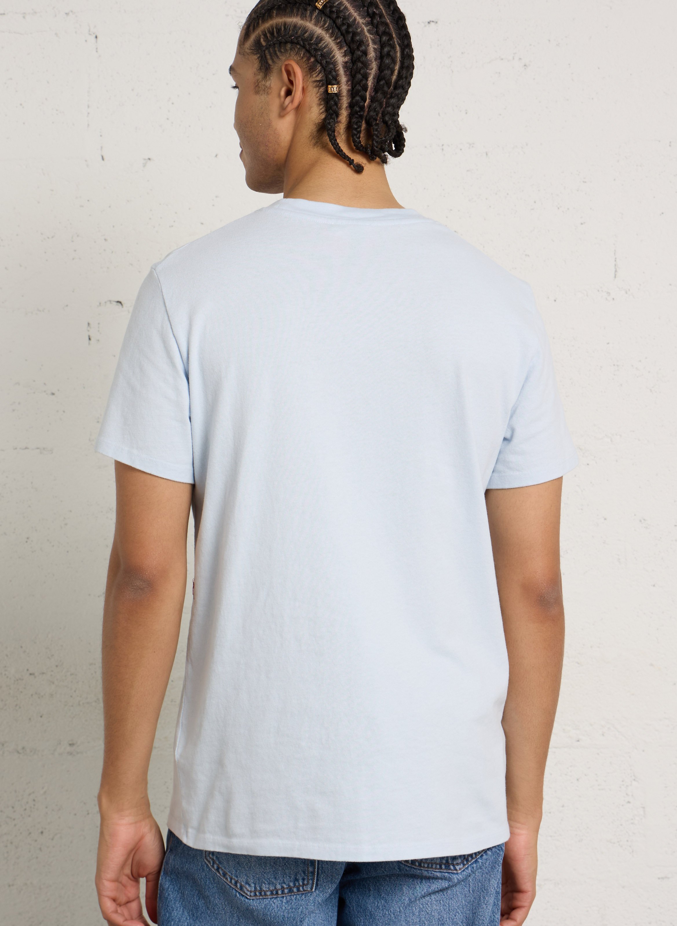 Tee-shirt droit col rond en coton AMERICAN VINTAGE Bleu