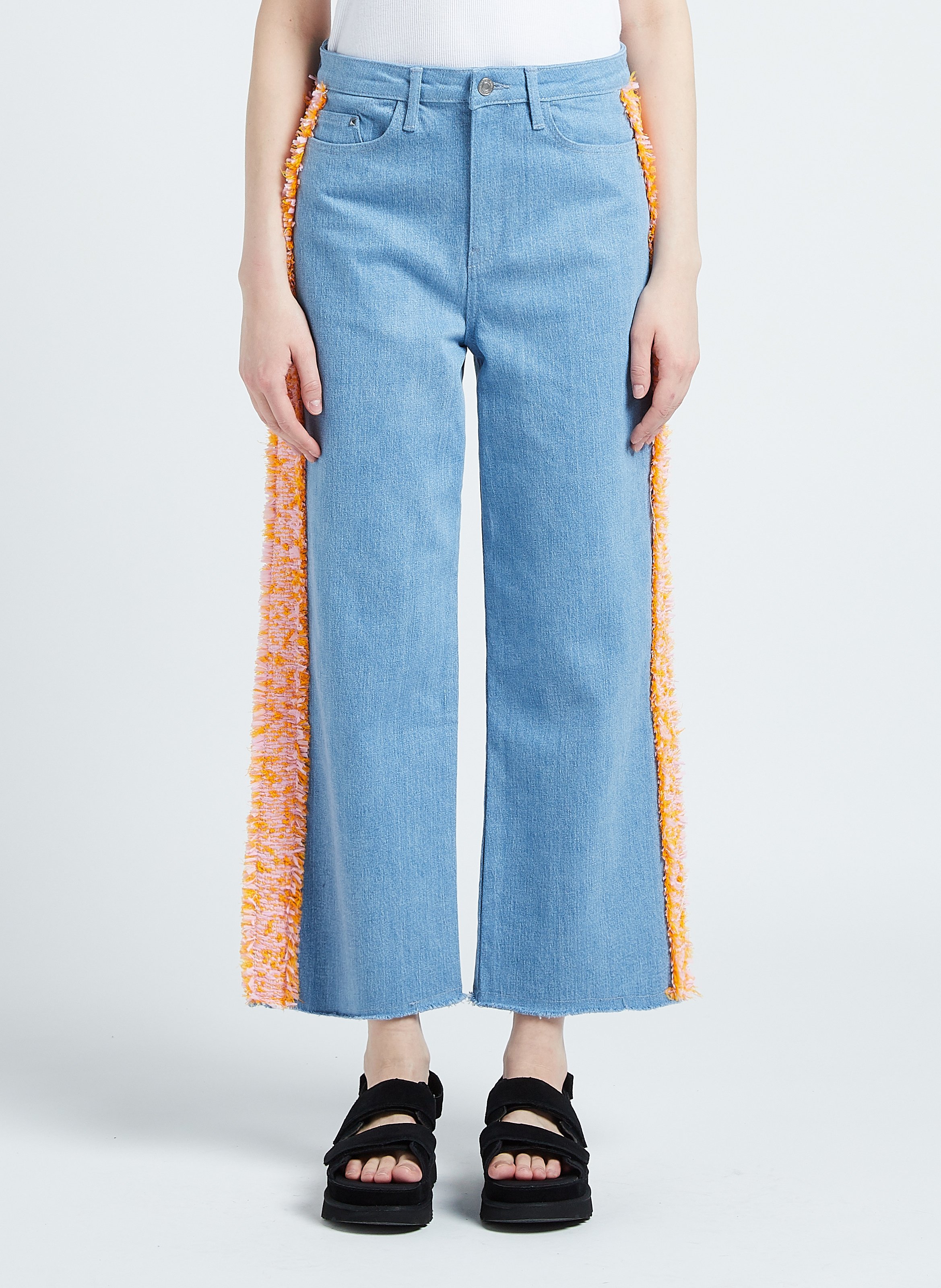 Rechte jeans van bouclé uit stretchkatoen KARL LAGERFELD Blauw