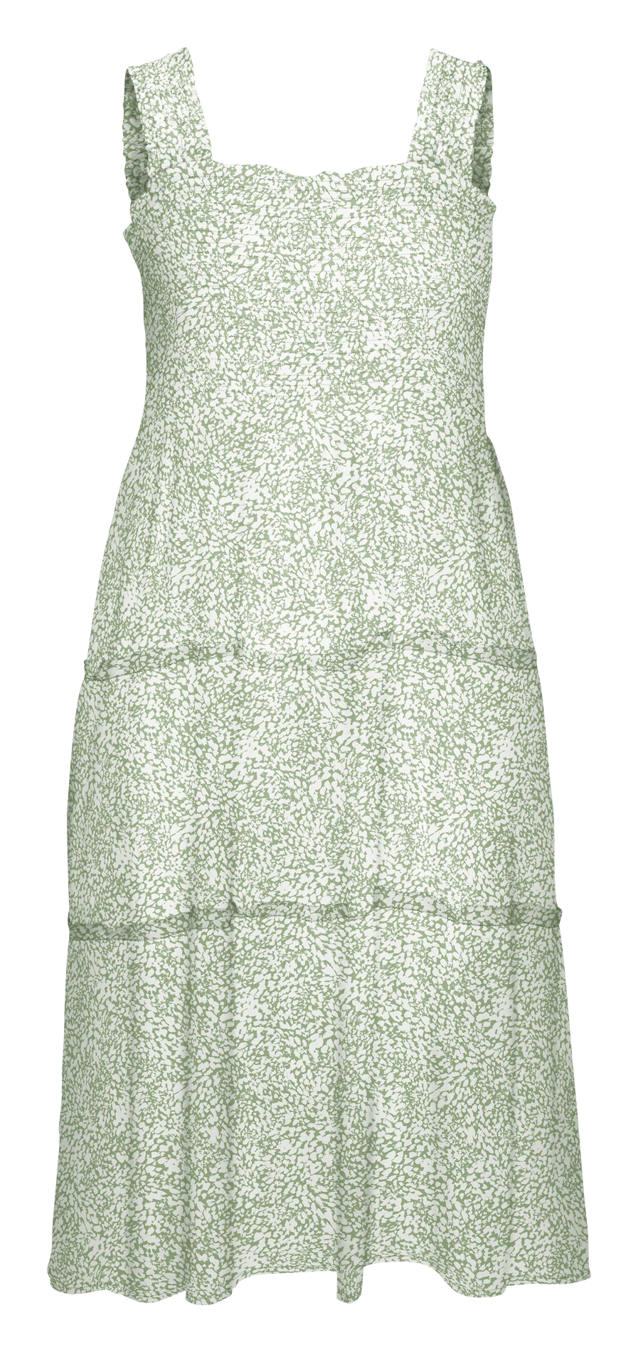 Weites Kleid mit eckigem Ausschnitt und Print Grun