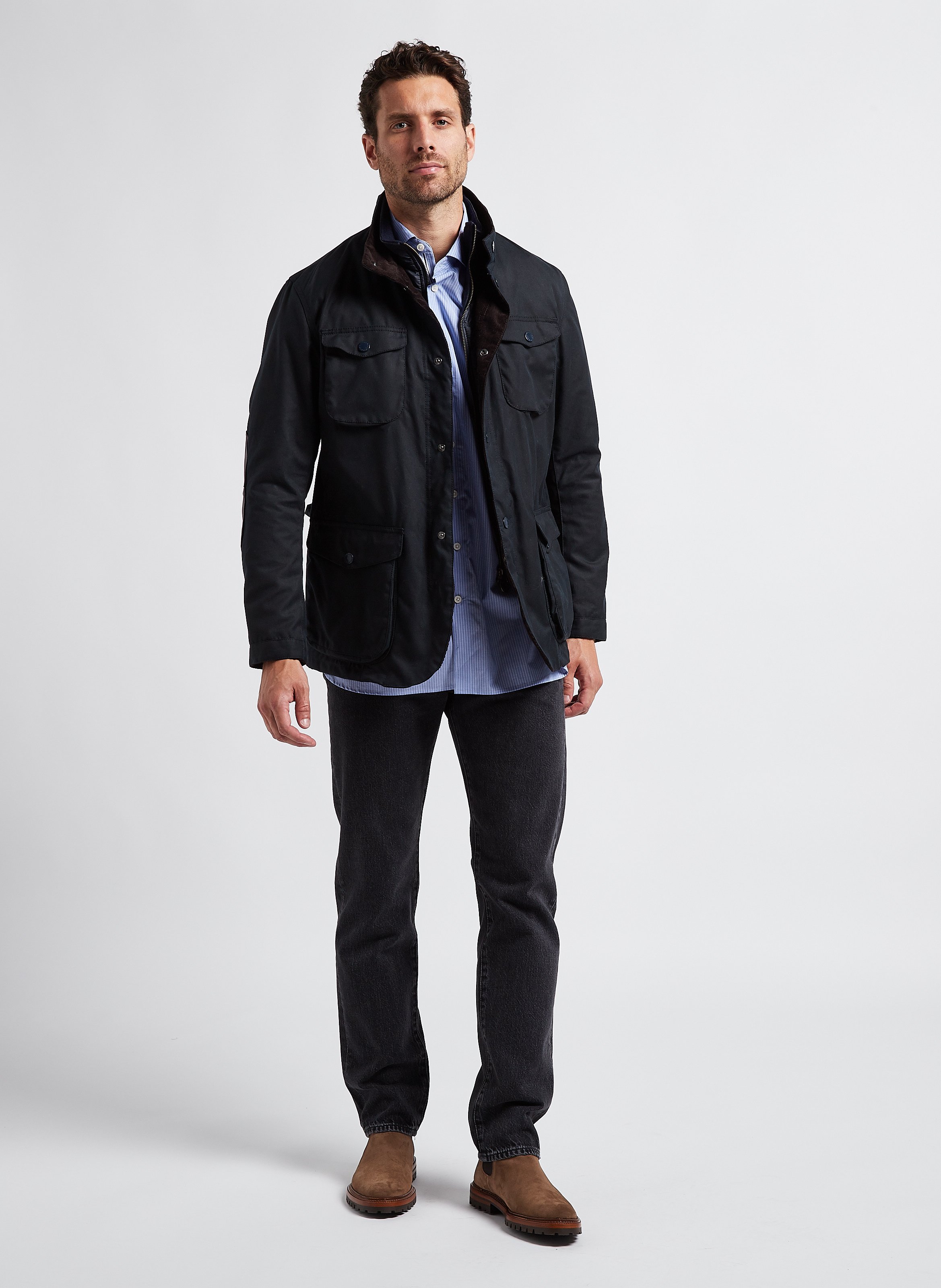 Barbour Alness Waxed good Cotton Jacket Blue Medium