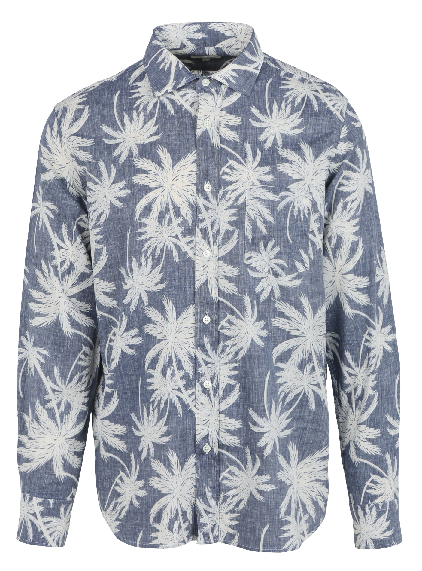Chemise regular-fit à imprimé palmier en coton HARTFORD Bleu