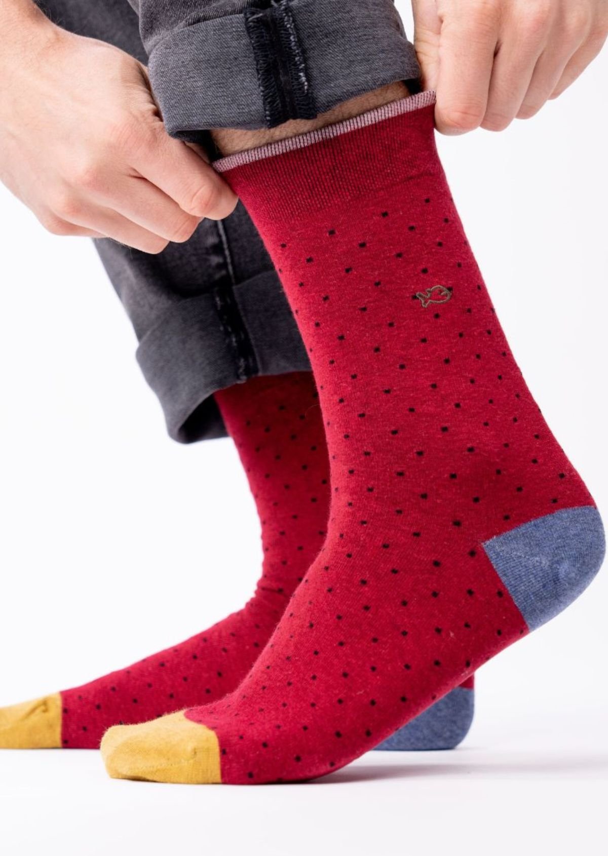 Chaussettes en coton peigné à pois BILLYBELT Rouge