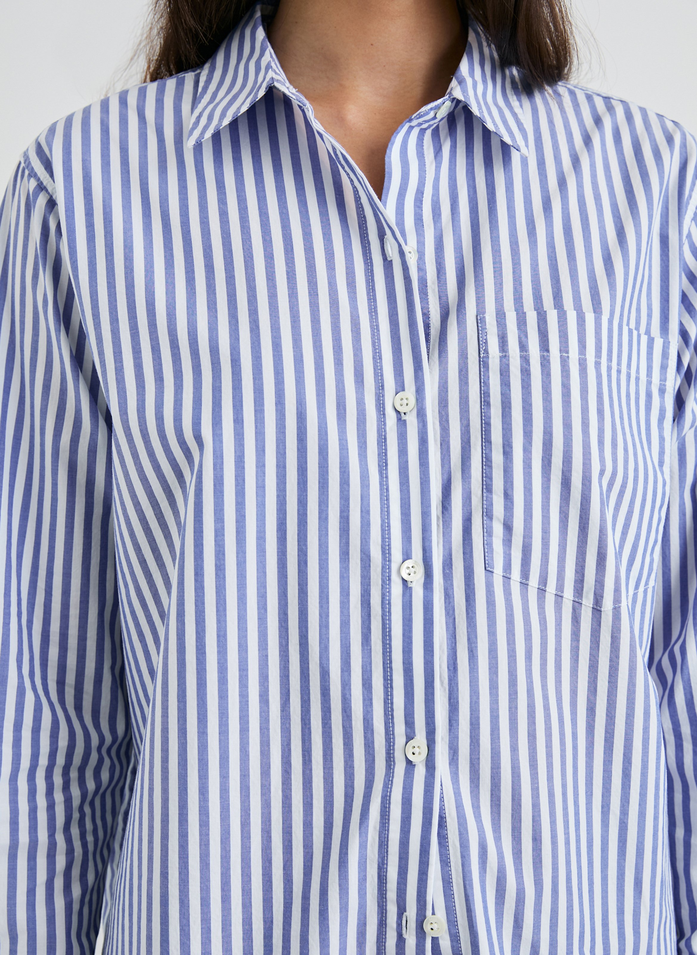 Chemise droite rayée en coton RAILS Bleu