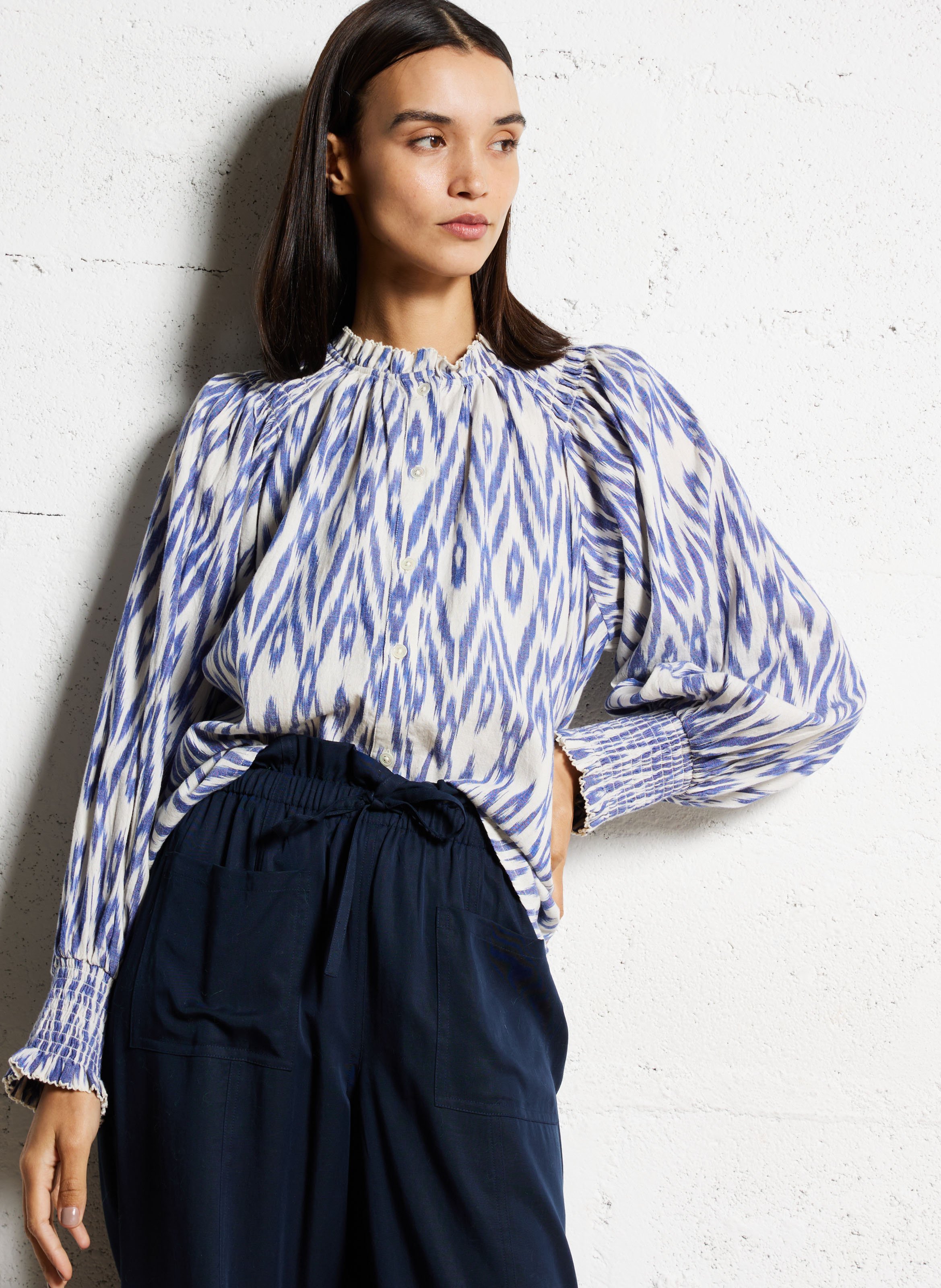 Chemise col rond en coton BELLEROSE Grey