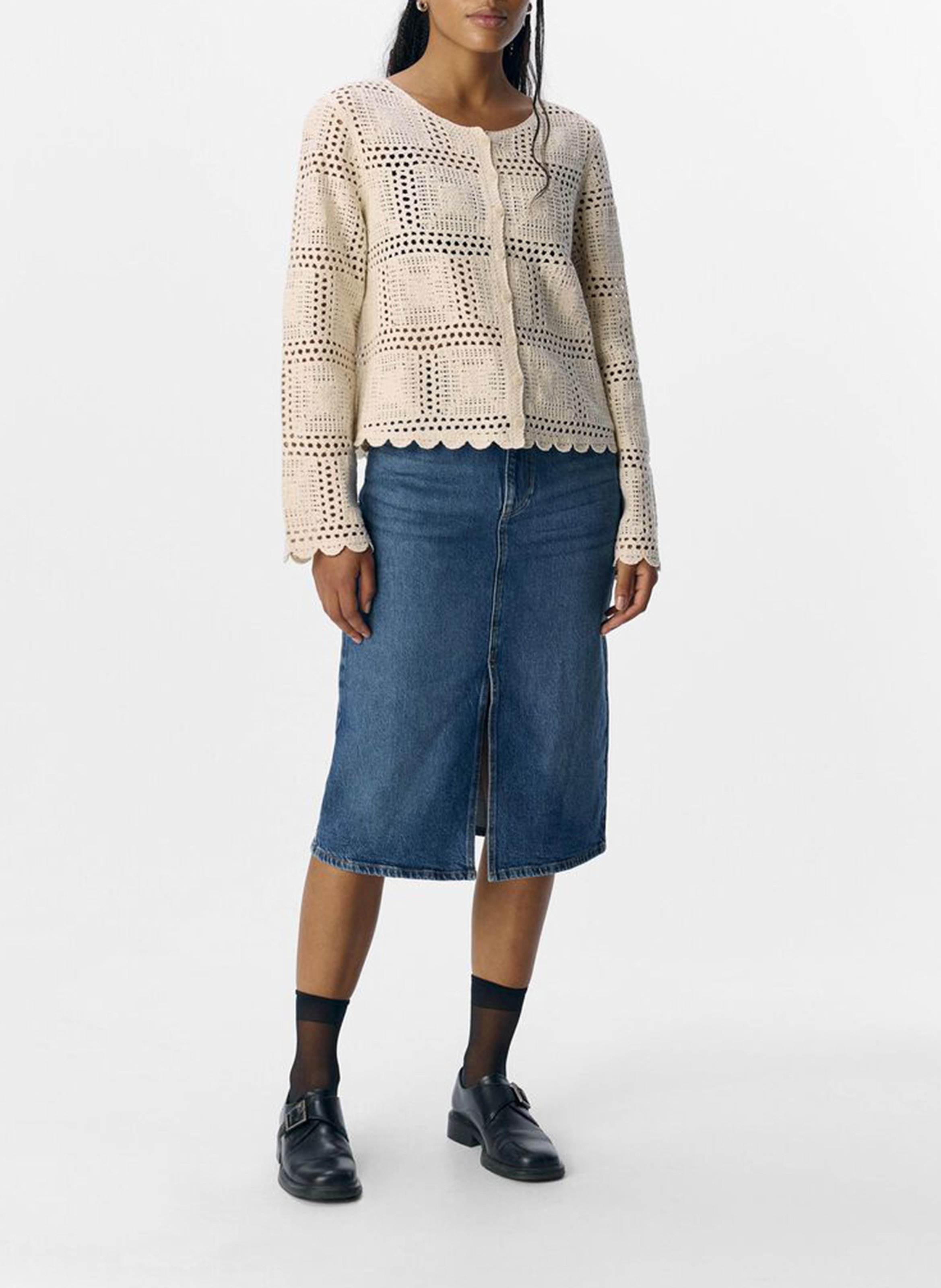 Loose crochet openwork vest OBJECT Beige