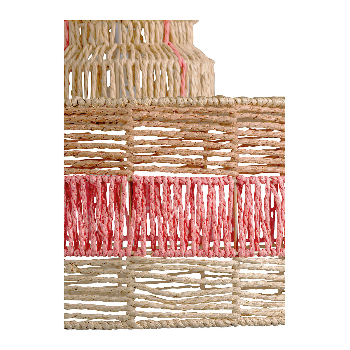 Non-electrified hoka pendant light in natural and coral paper rope - ø 50.5 x 55.5 cm BLANC D'IVOIRE Beige