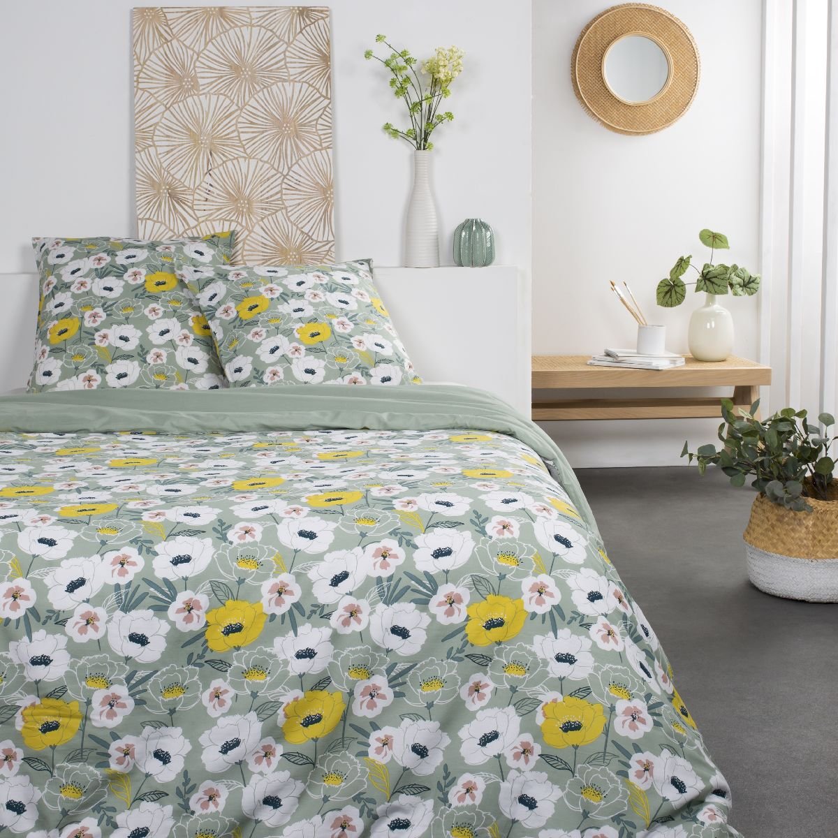 Printed cotton bed set TODAY LINGE DE MAISON Green