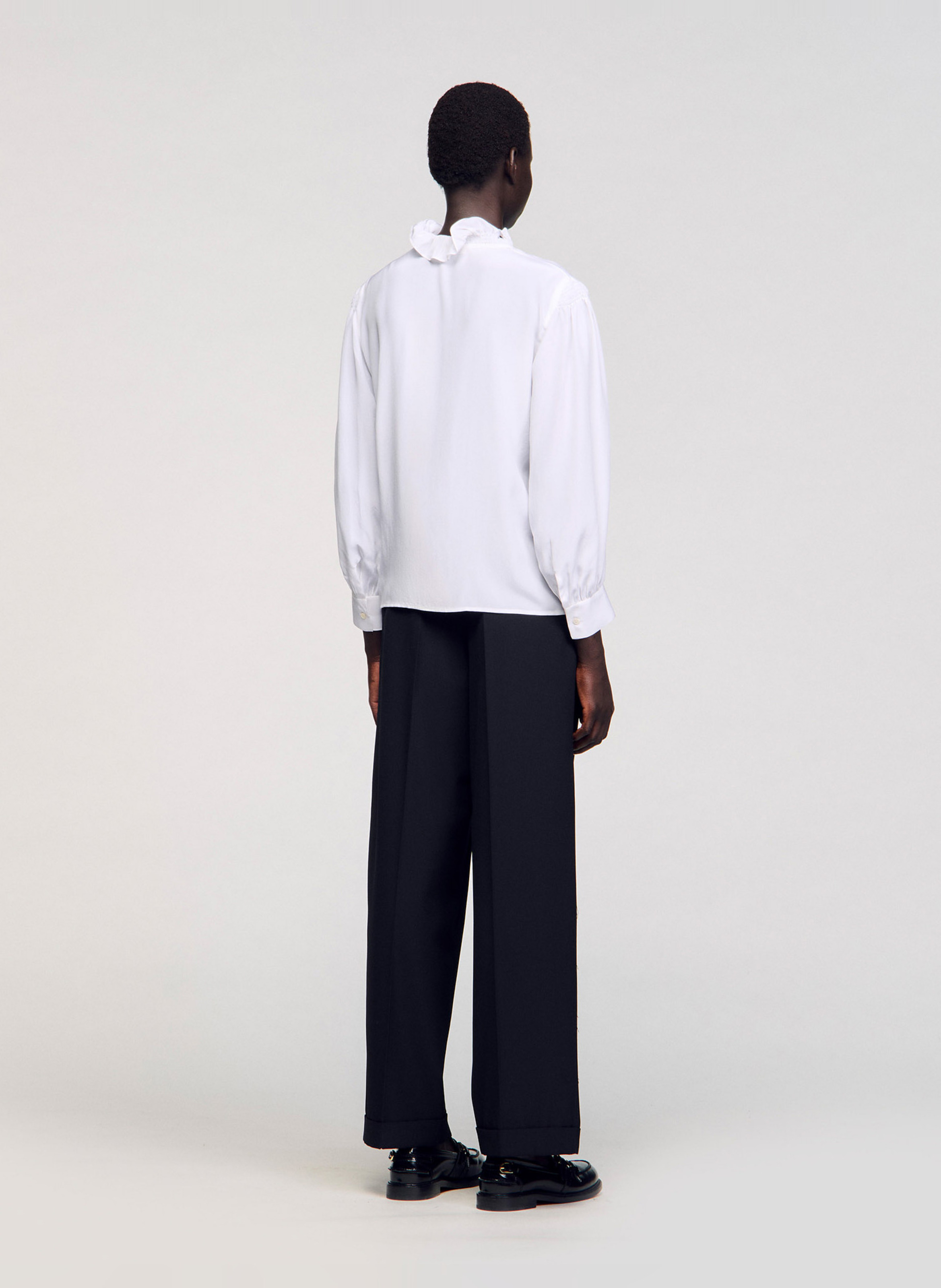 Rechte zijden blouse met V-hals SANDRO Wit