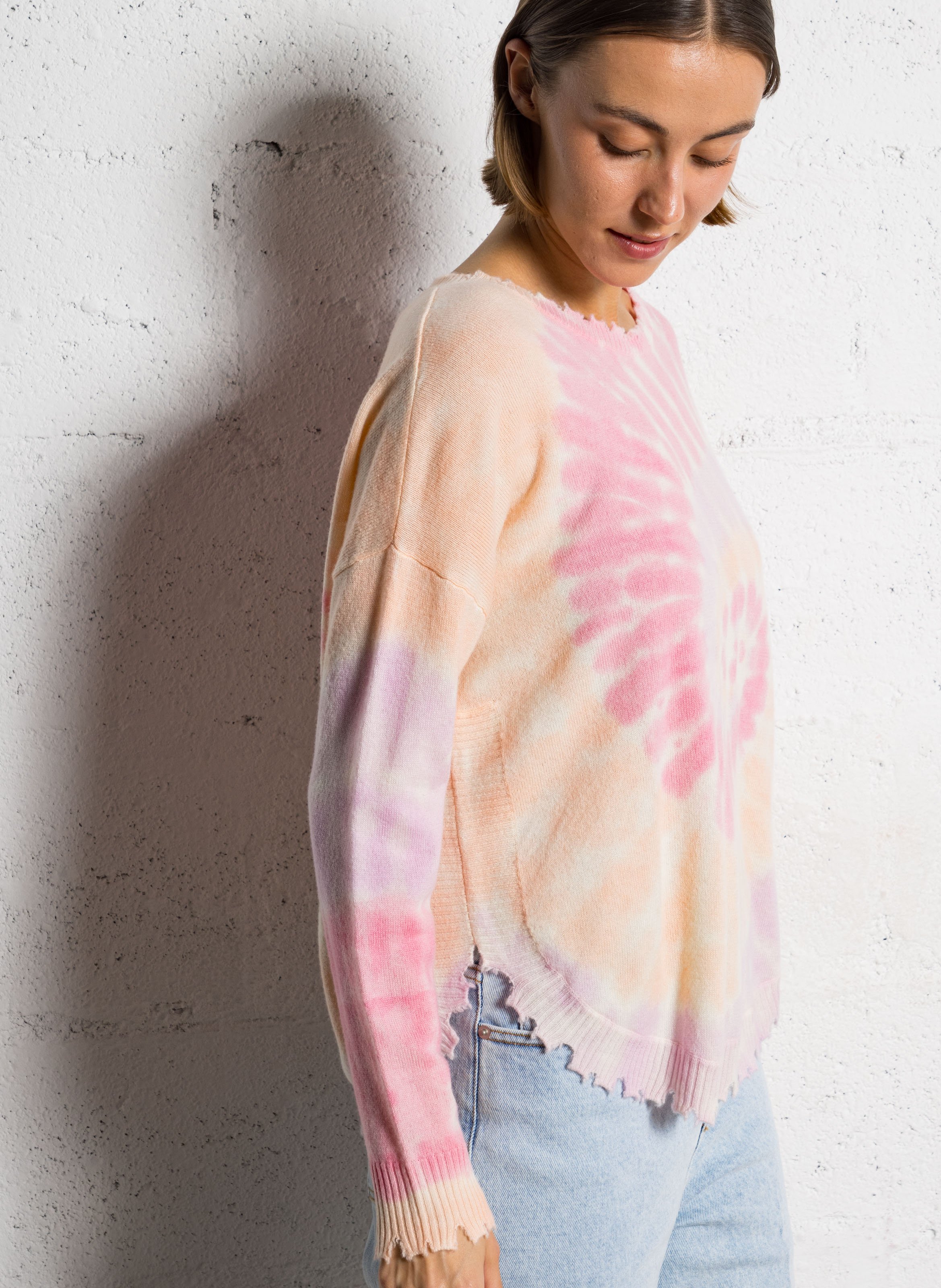 Pull tie-and-dye en cachemire KUJTEN Rose