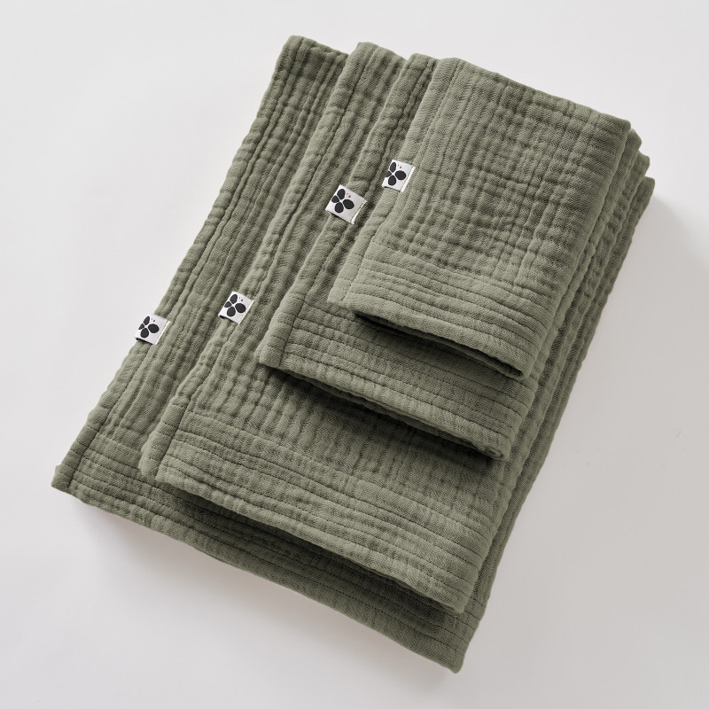 Cotton gauze solid color bath towel 50 x 90 cm Gaia L'EFFET PAPILLON Green