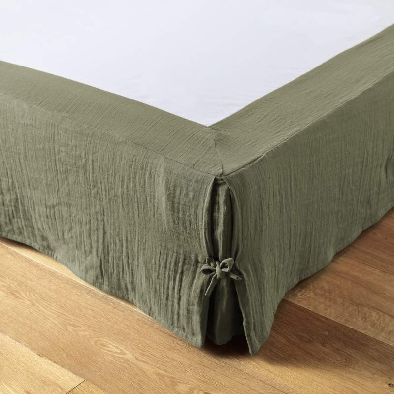 "Gaïa" cotton gauze bed skirt for all sizes  Romarin 140 x 190 cm